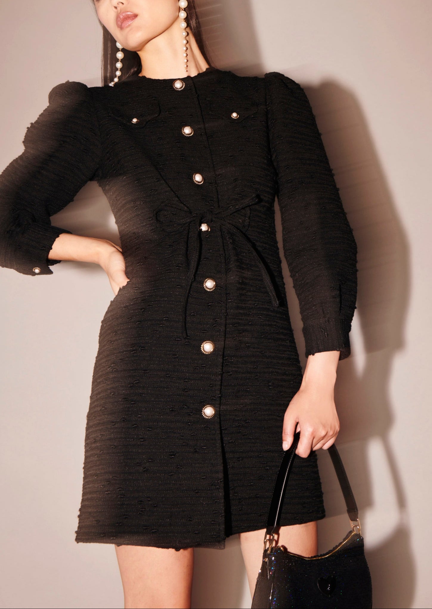 Robe Rosel noire en tweed Faume - seconde main