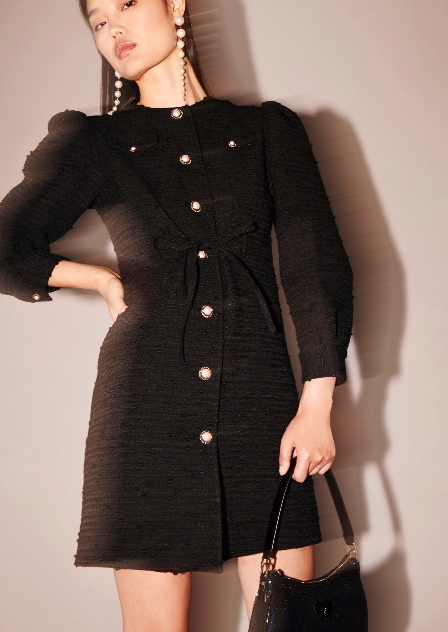 Robe Rosel noire en tweed Faume - seconde main