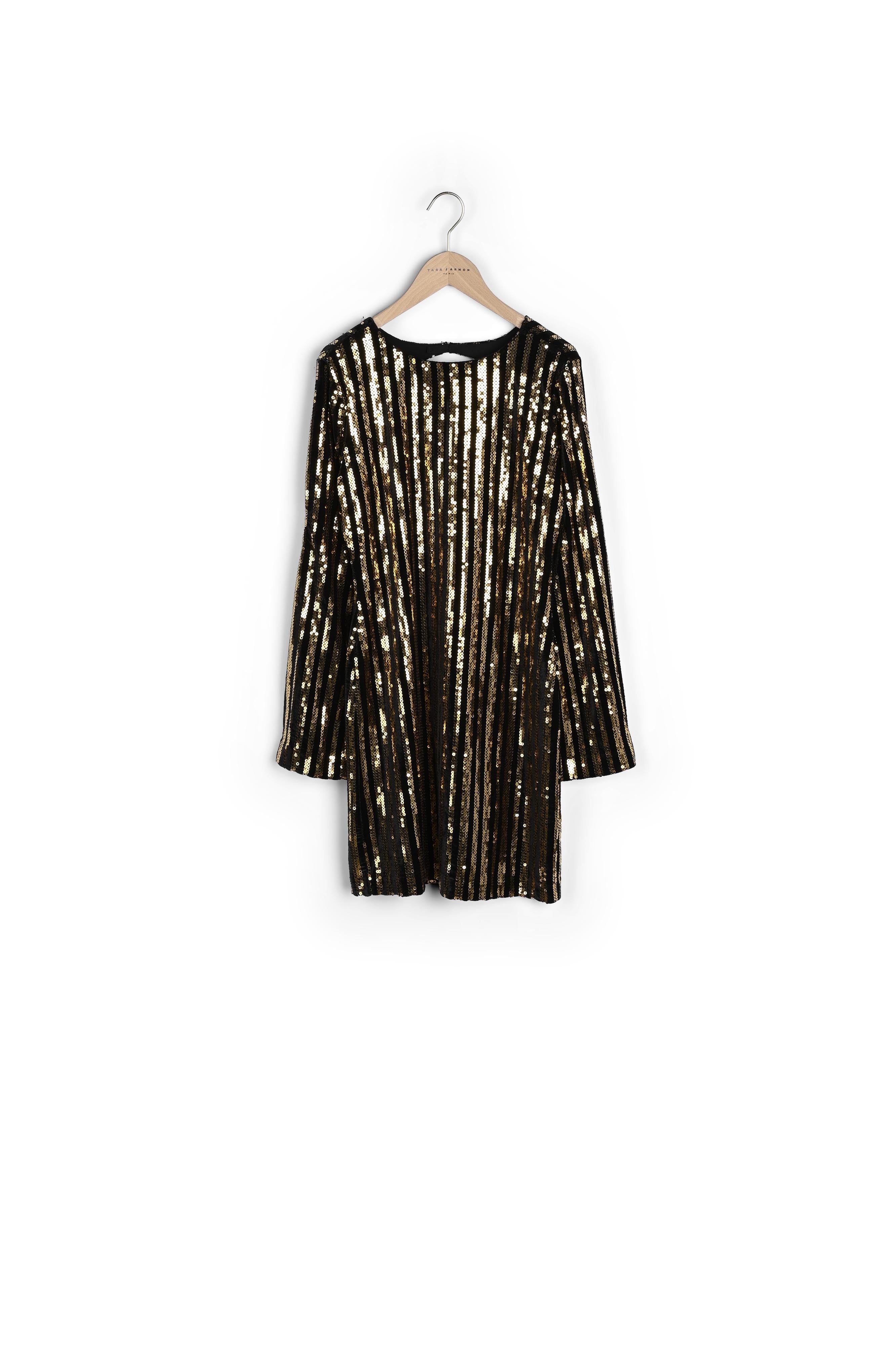 Robe Rory rayée noire et paillettes gold 