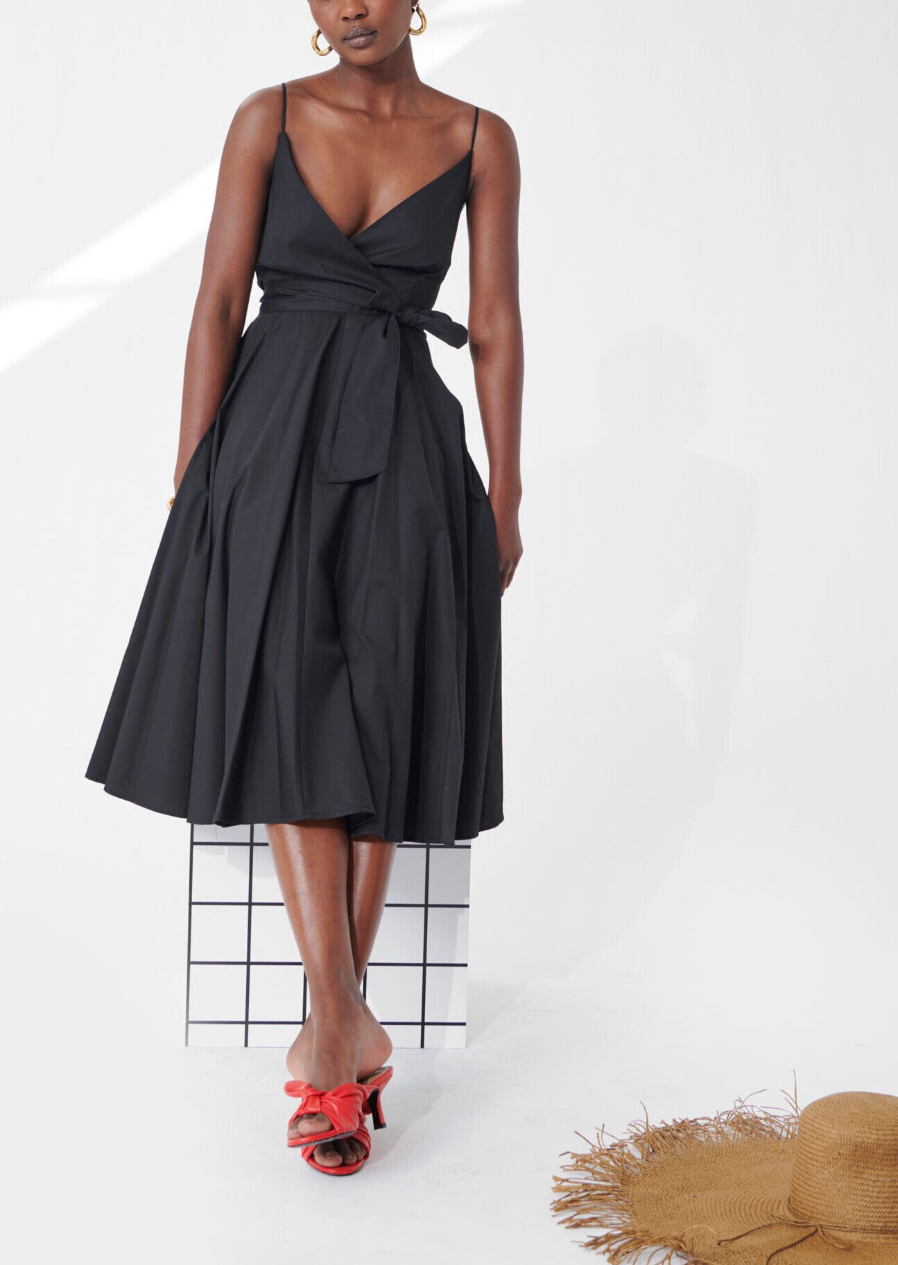 Robe Rivelyne noire en popeline de coton Faume - seconde main