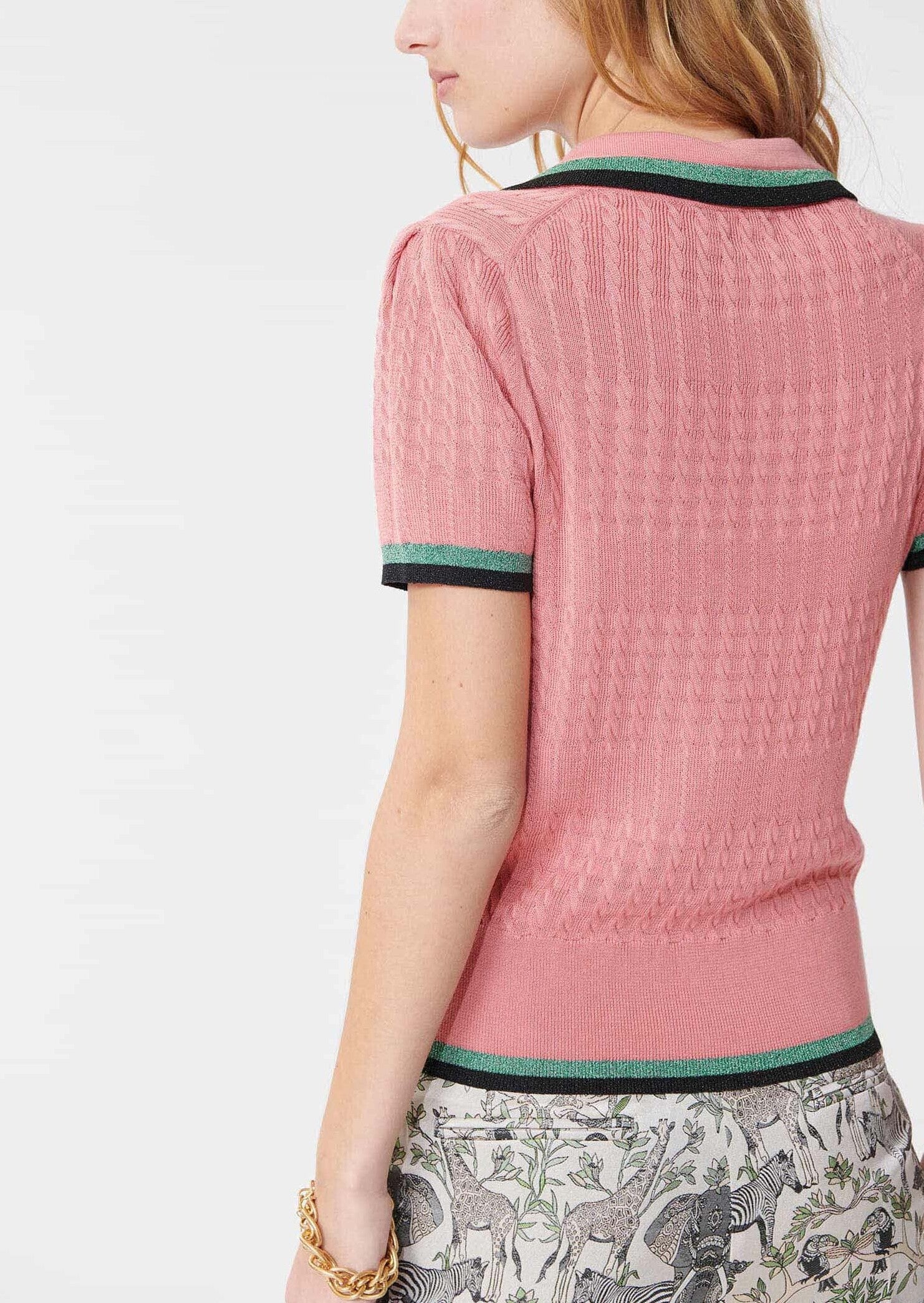 Pull Preppy vieux rose en tencel de soie Faume - seconde main