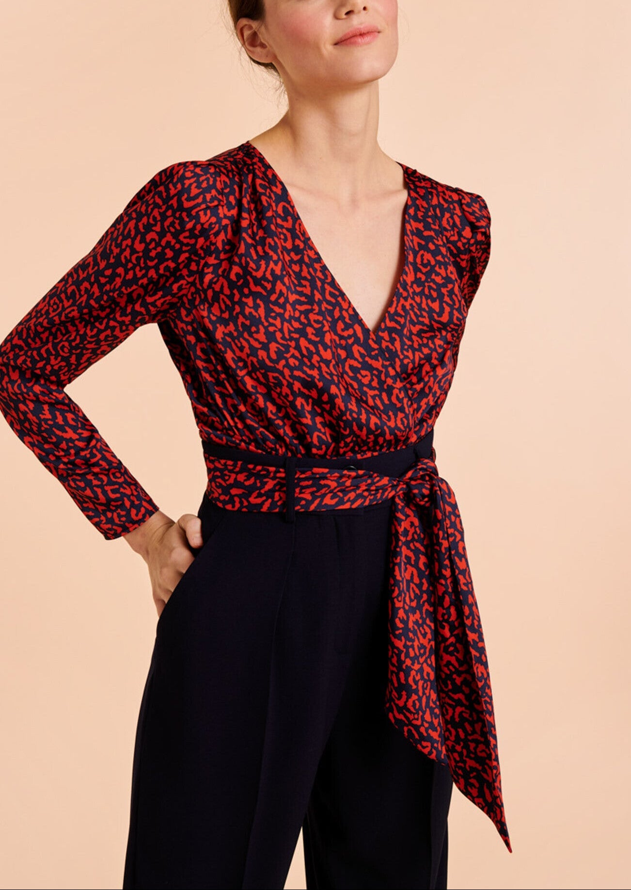 Top Tanais bleu nuit imprimé animal en twill Faume - seconde main