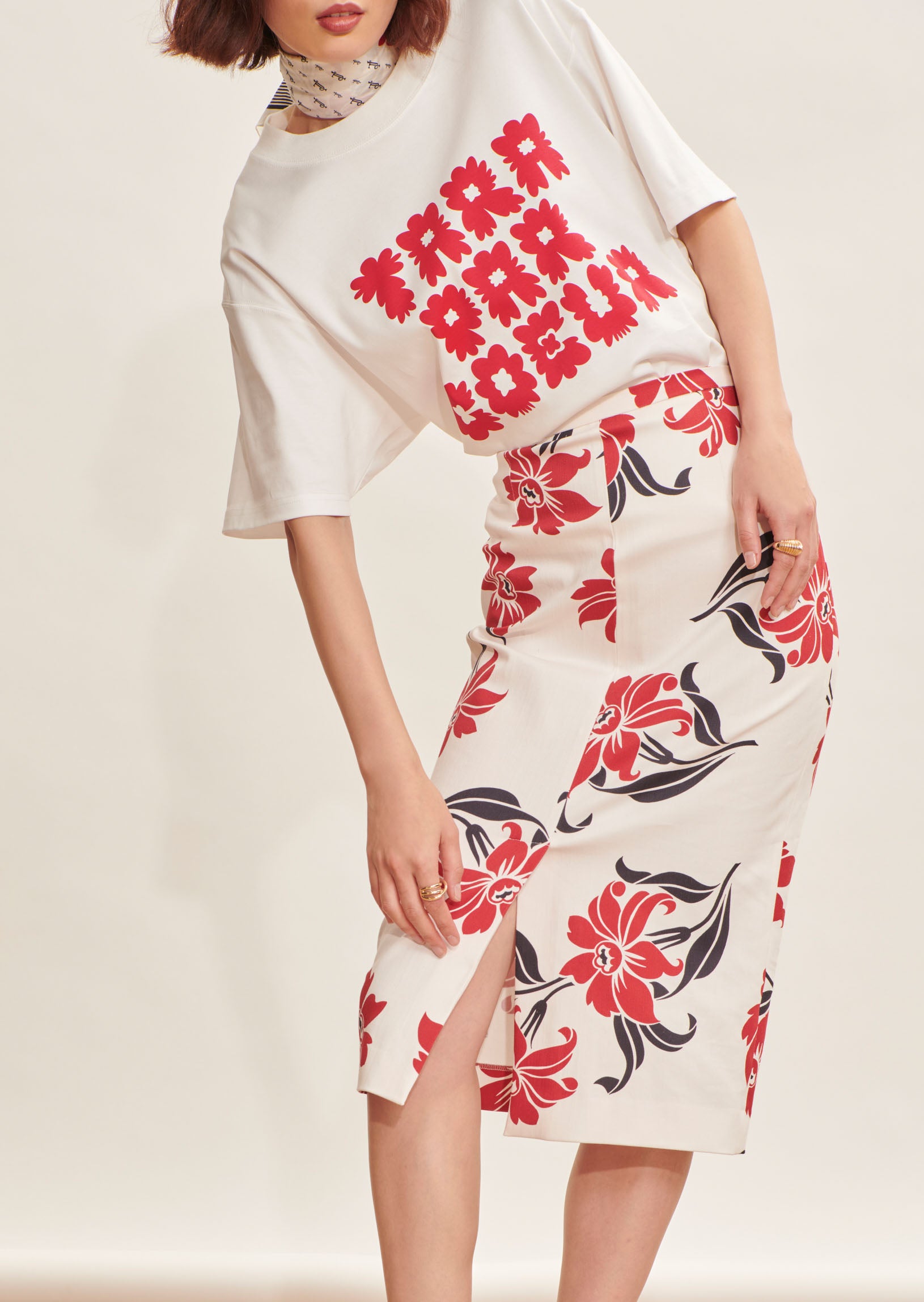 Jupe Jacquetta écrue imprimé fleurs de lys en coton Faume - seconde main