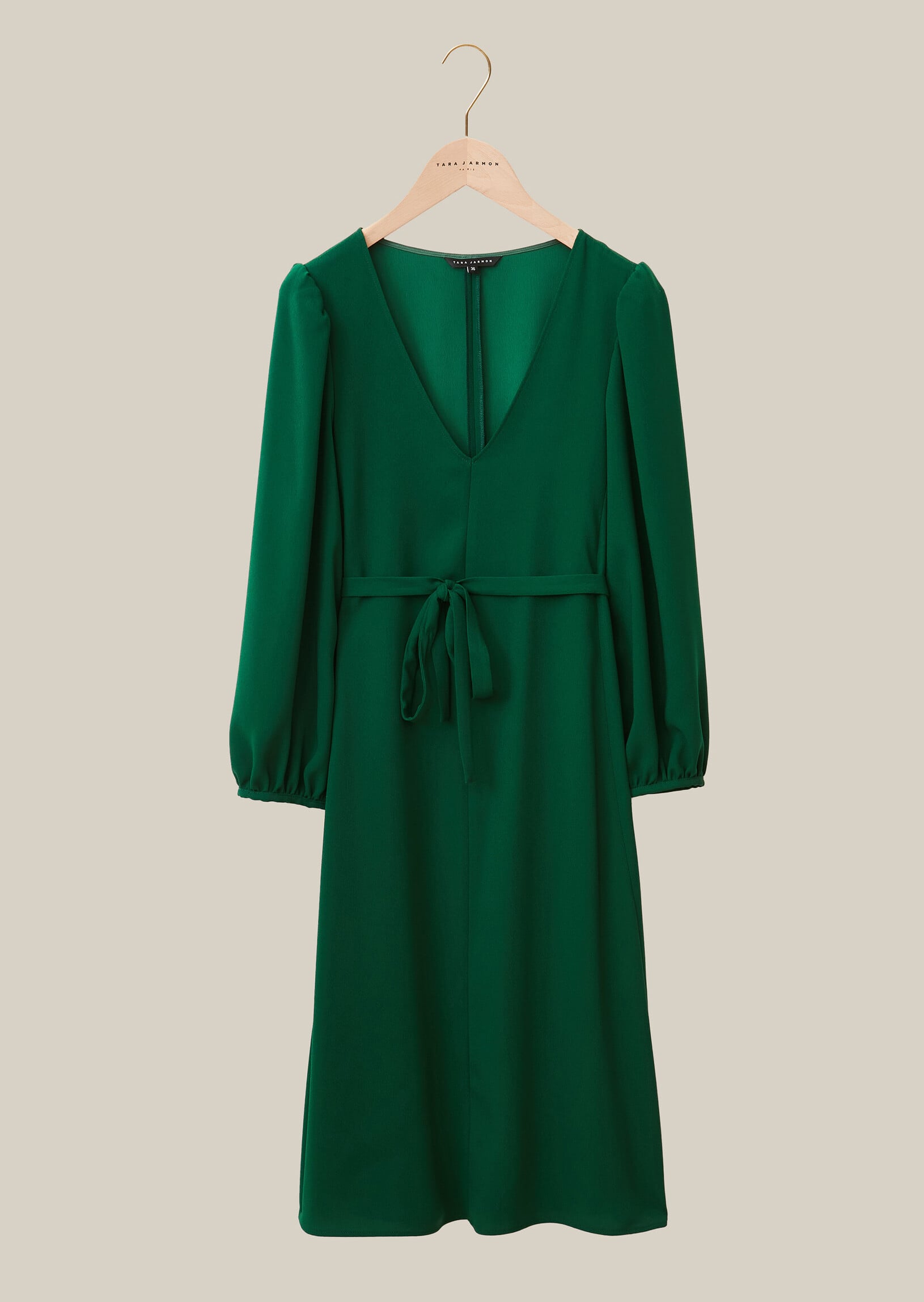 Robe Raama mi-longue émeraude en crêpe mat Faume - seconde main