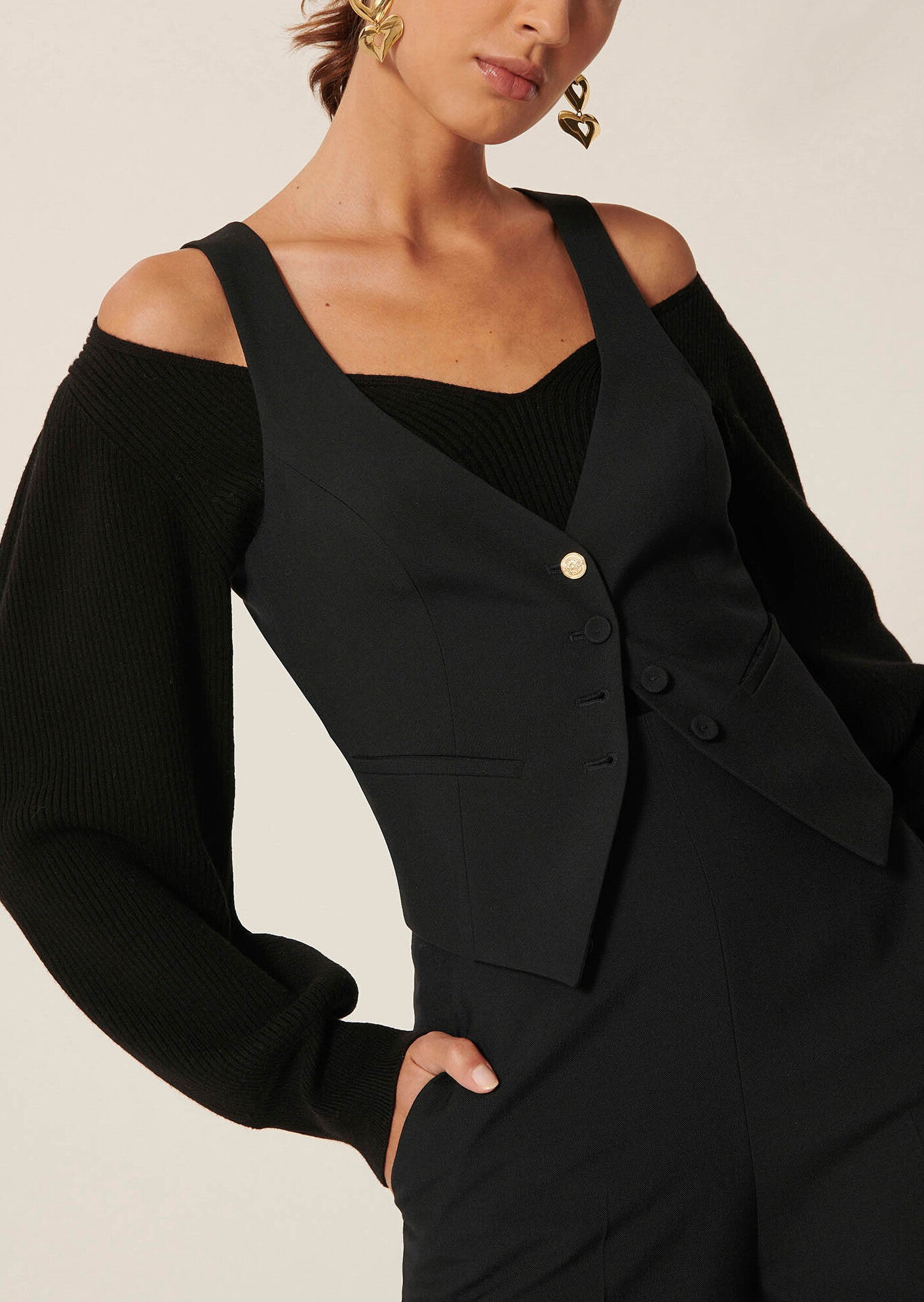 Gilet d'homme Gianna noir en toile tailleur Faume - seconde main