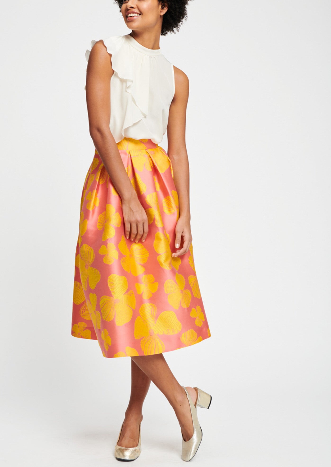 Jupe midi imprimé fleurs de Tahiti Faume - seconde main