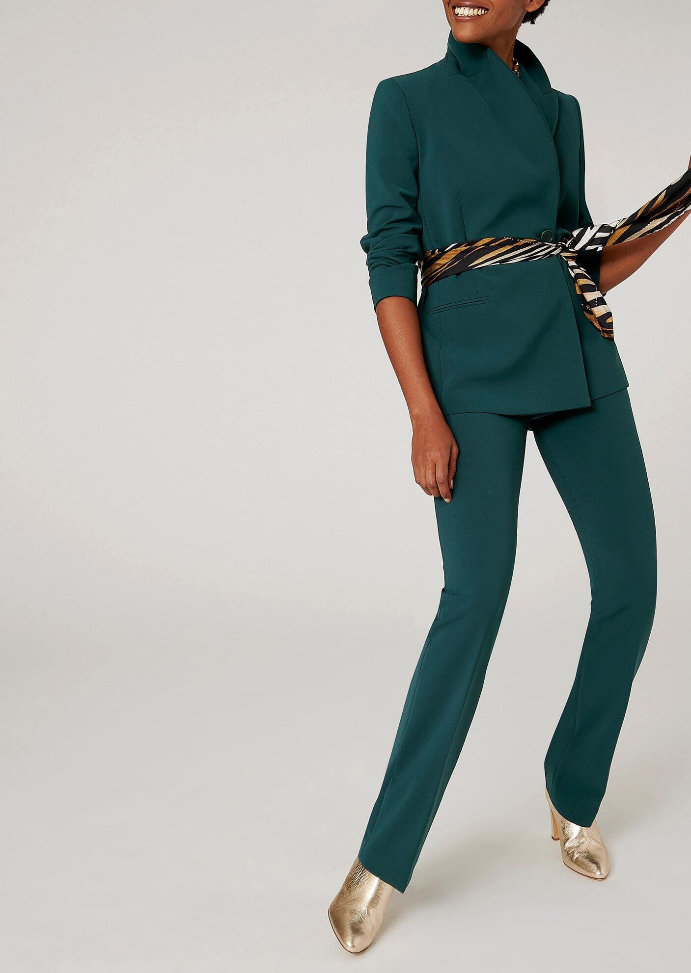 Pantalon Paiva en tailleur stretch vert bouteille Faume - seconde main