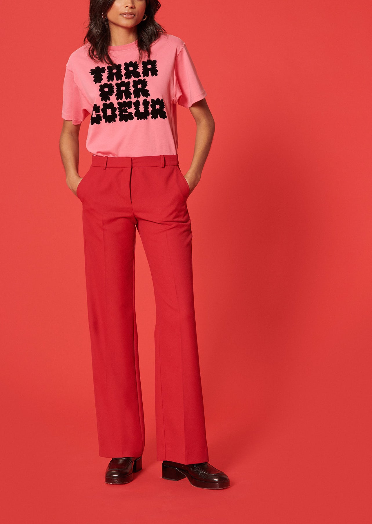 Pantalon Patti bordeaux en toile tailleur Faume - seconde main