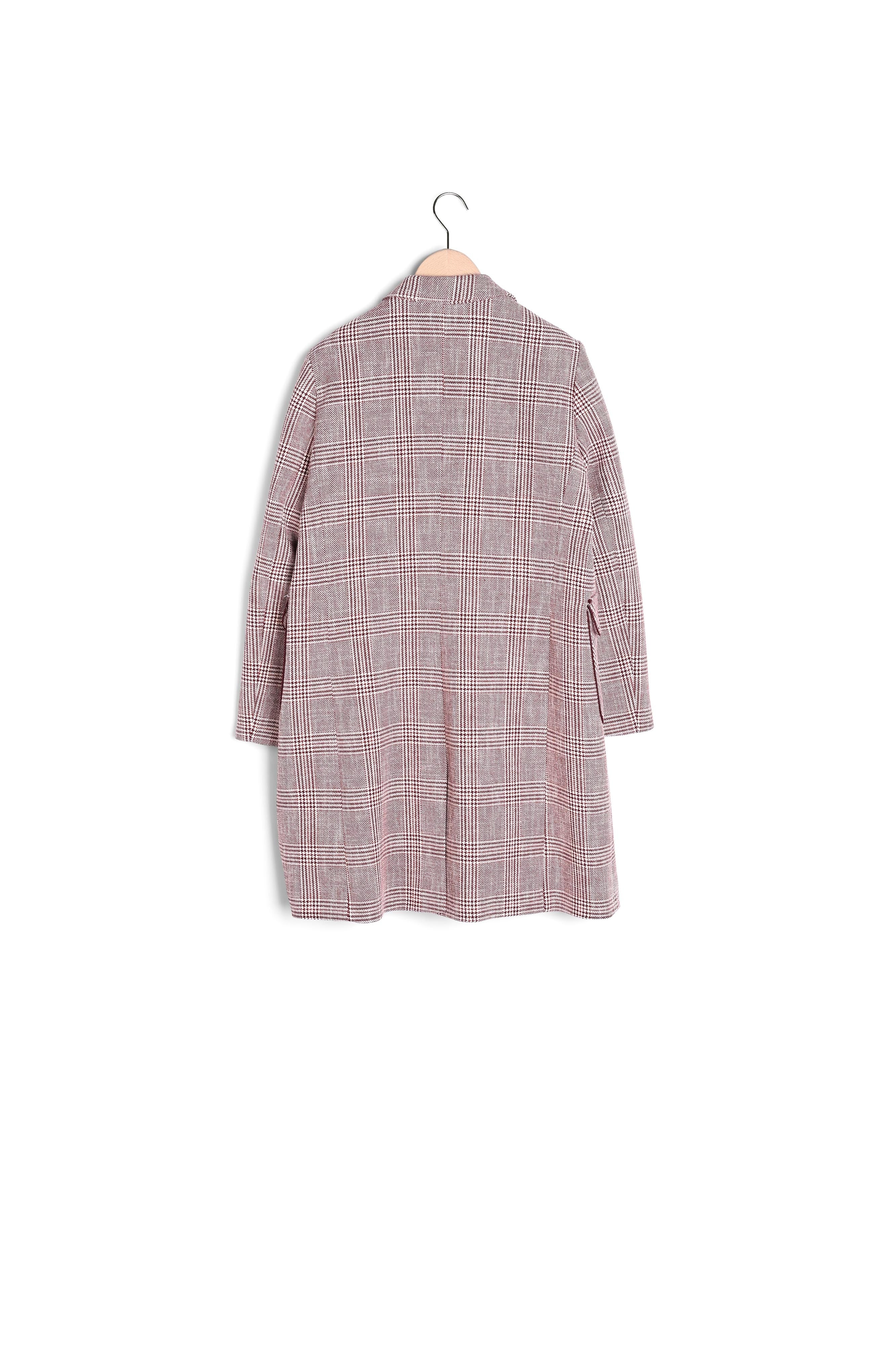 Manteau Mary bois de rose motif prince de Galles Faume - seconde main