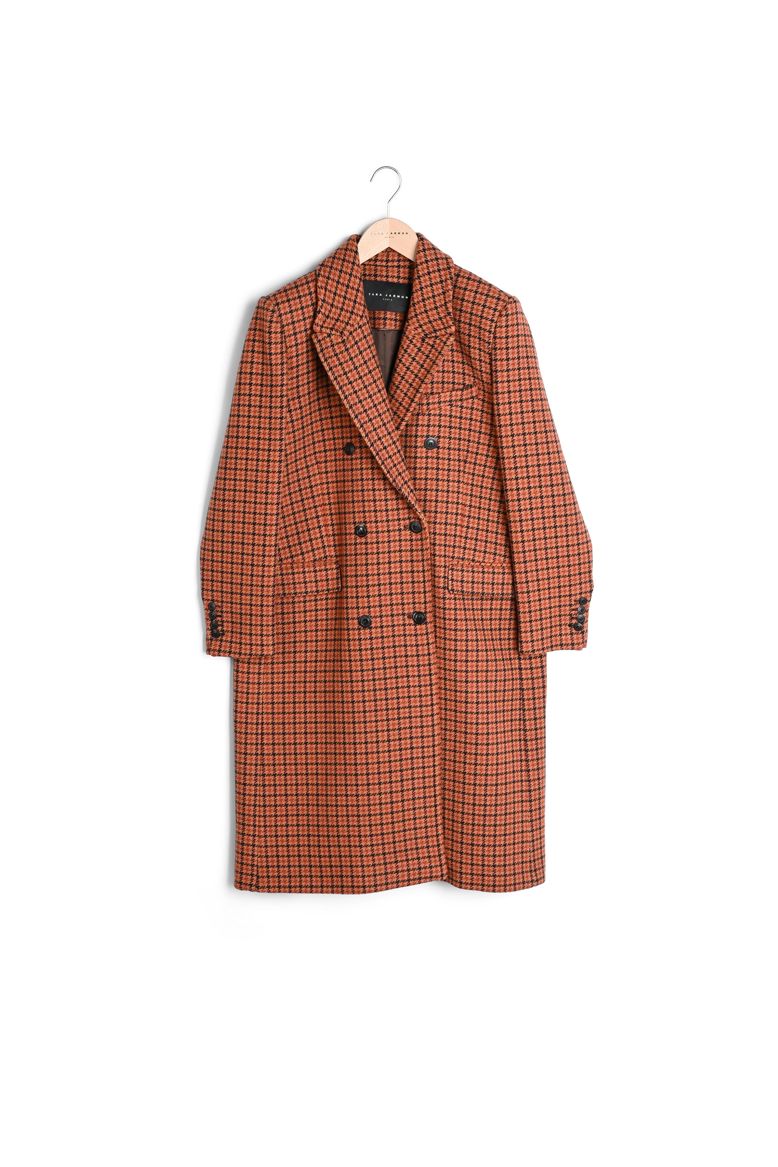 Manteau Marcus marron imprimé pied de poule Faume - seconde main