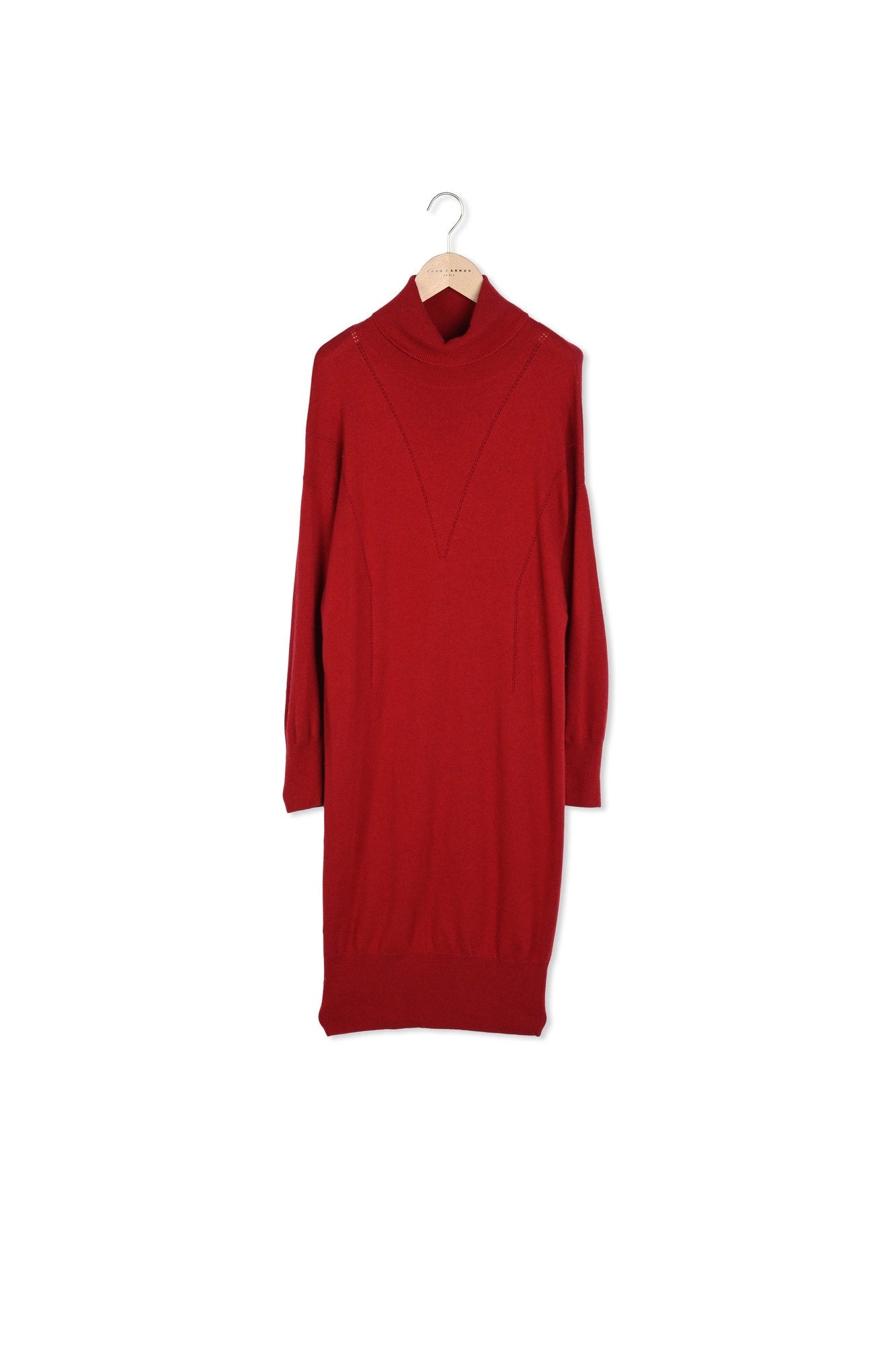 Robe pull Rybbi rouge en merinos et cachemire Faume - seconde main