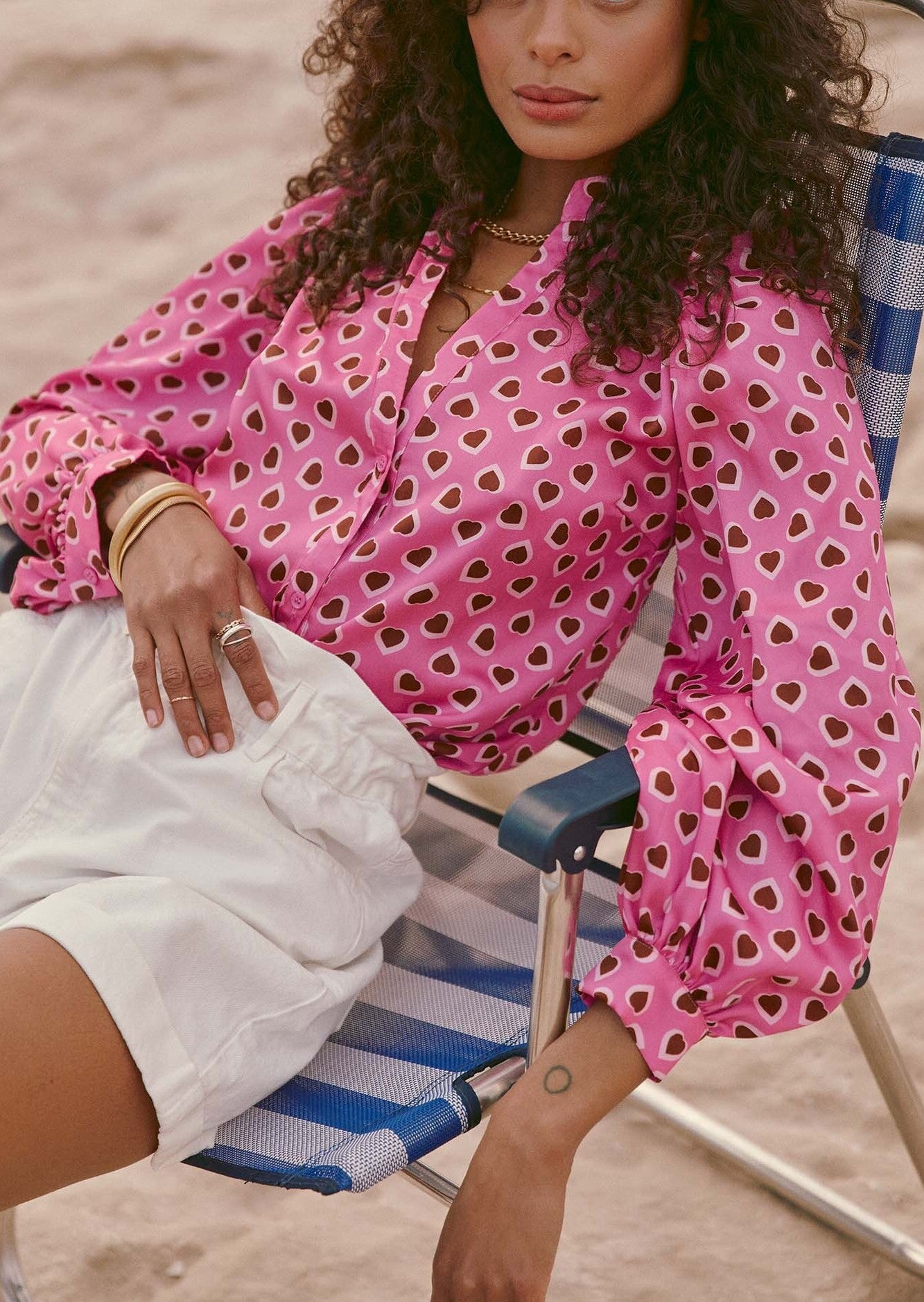 Chemise Claire rose imprimé coeurs Faume - seconde main