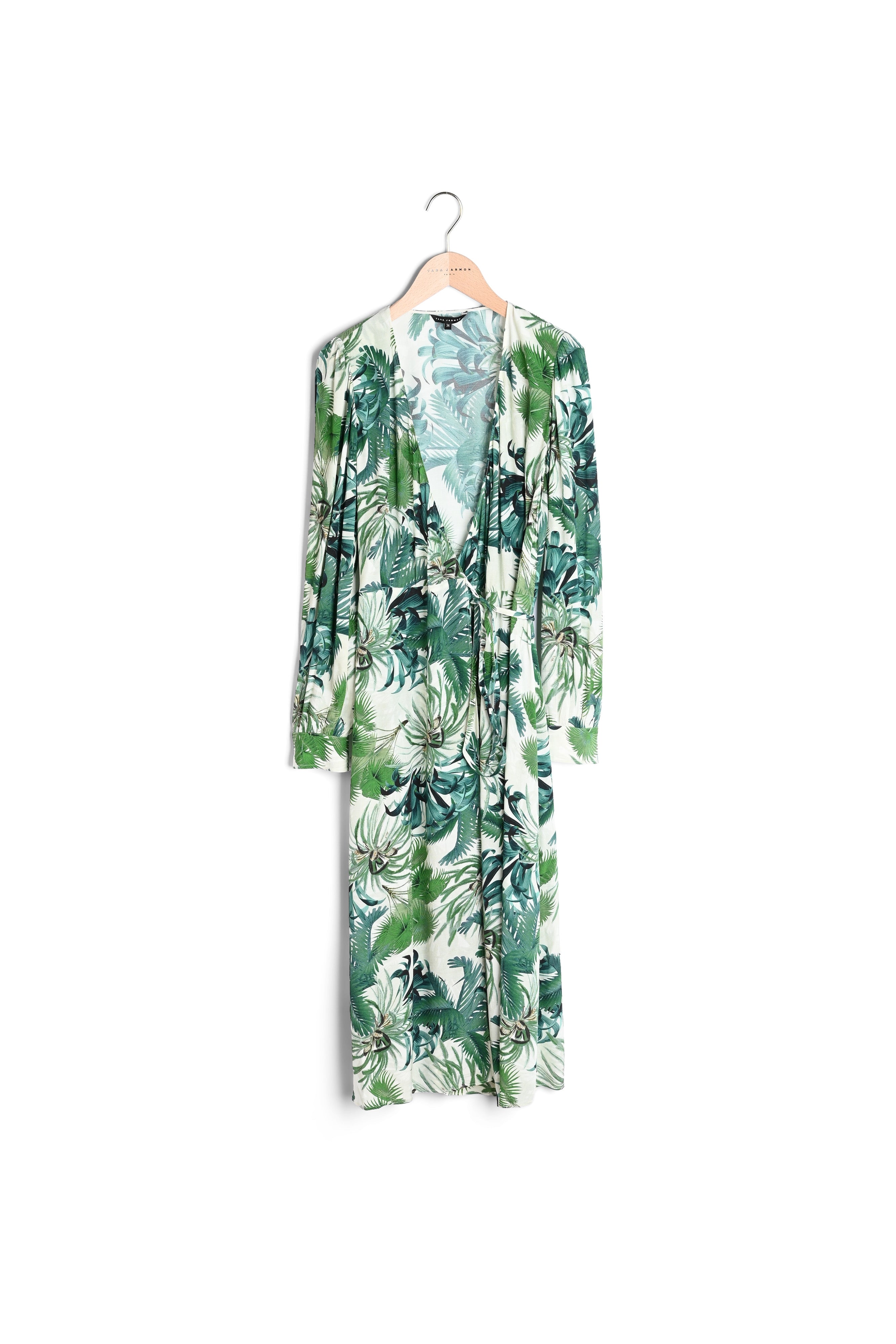 Robe cache-coeur Revi écrue imprimé palmier Faume - seconde main