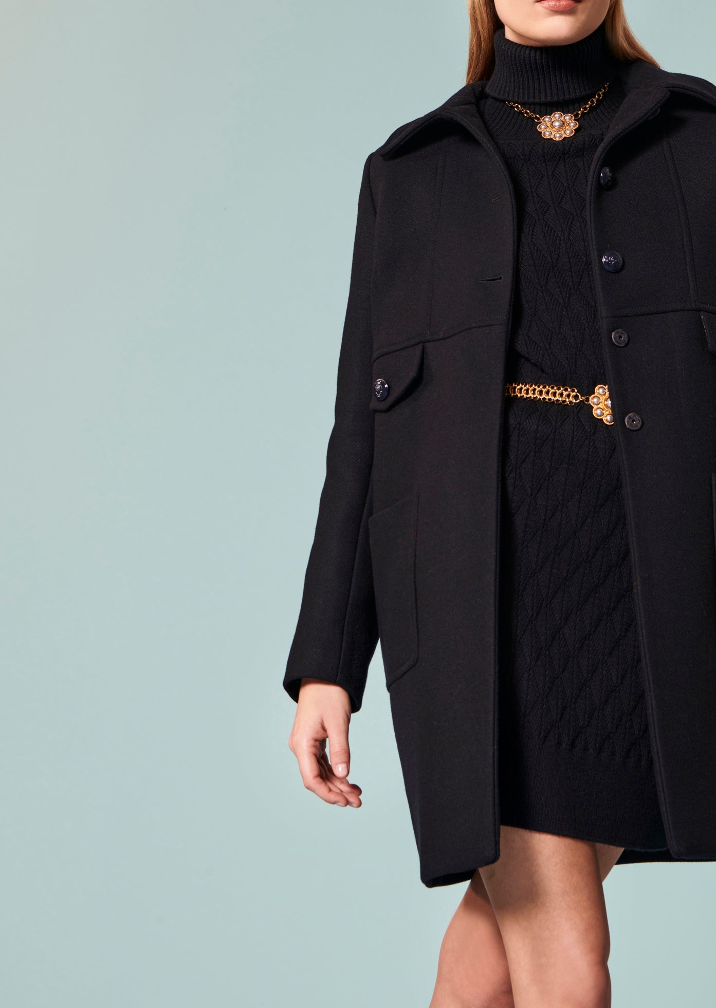 Manteau Maja bleu nuit en drap caban Faume - seconde main