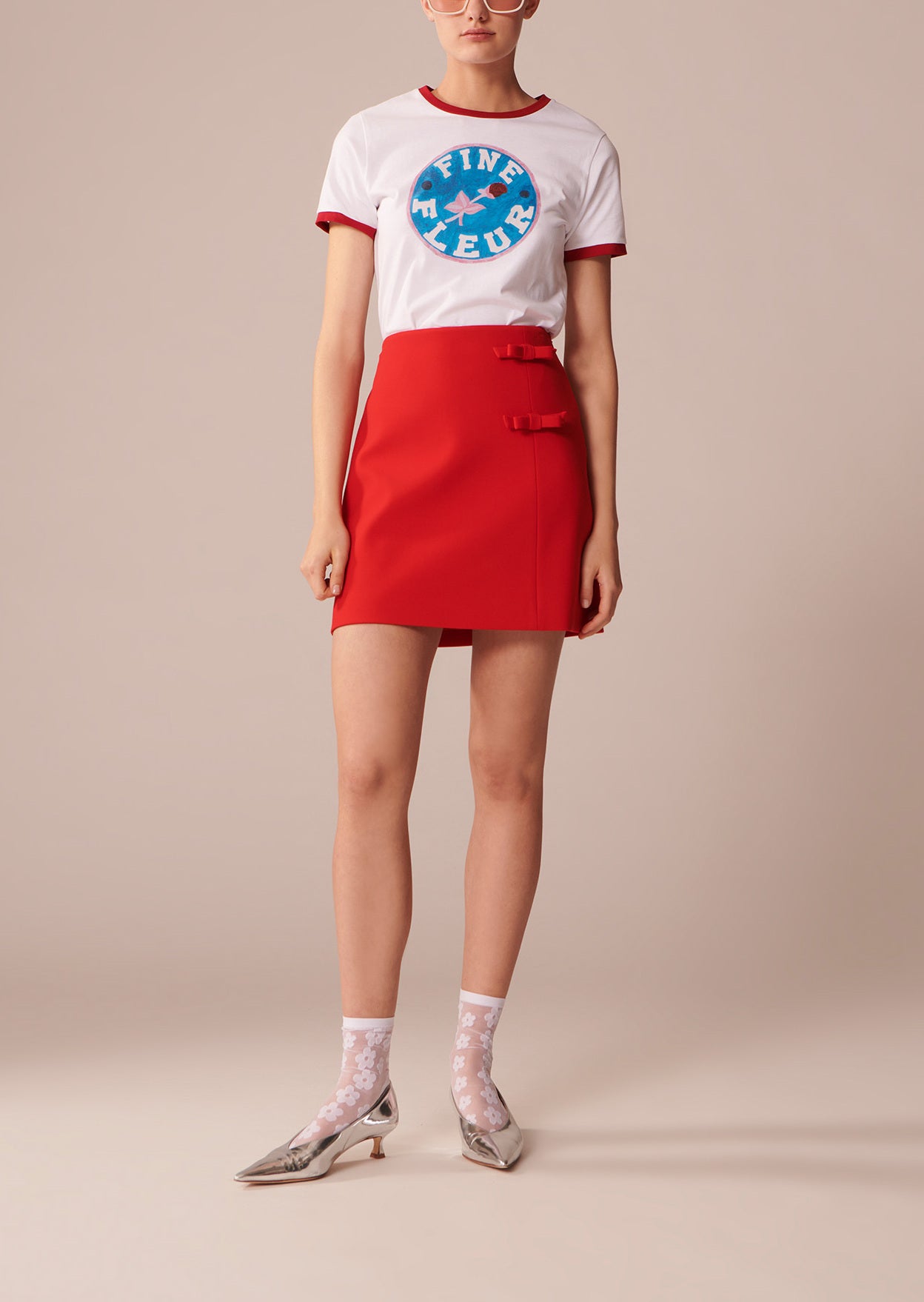 Jupe Jehona rouge en toile double Faume - seconde main