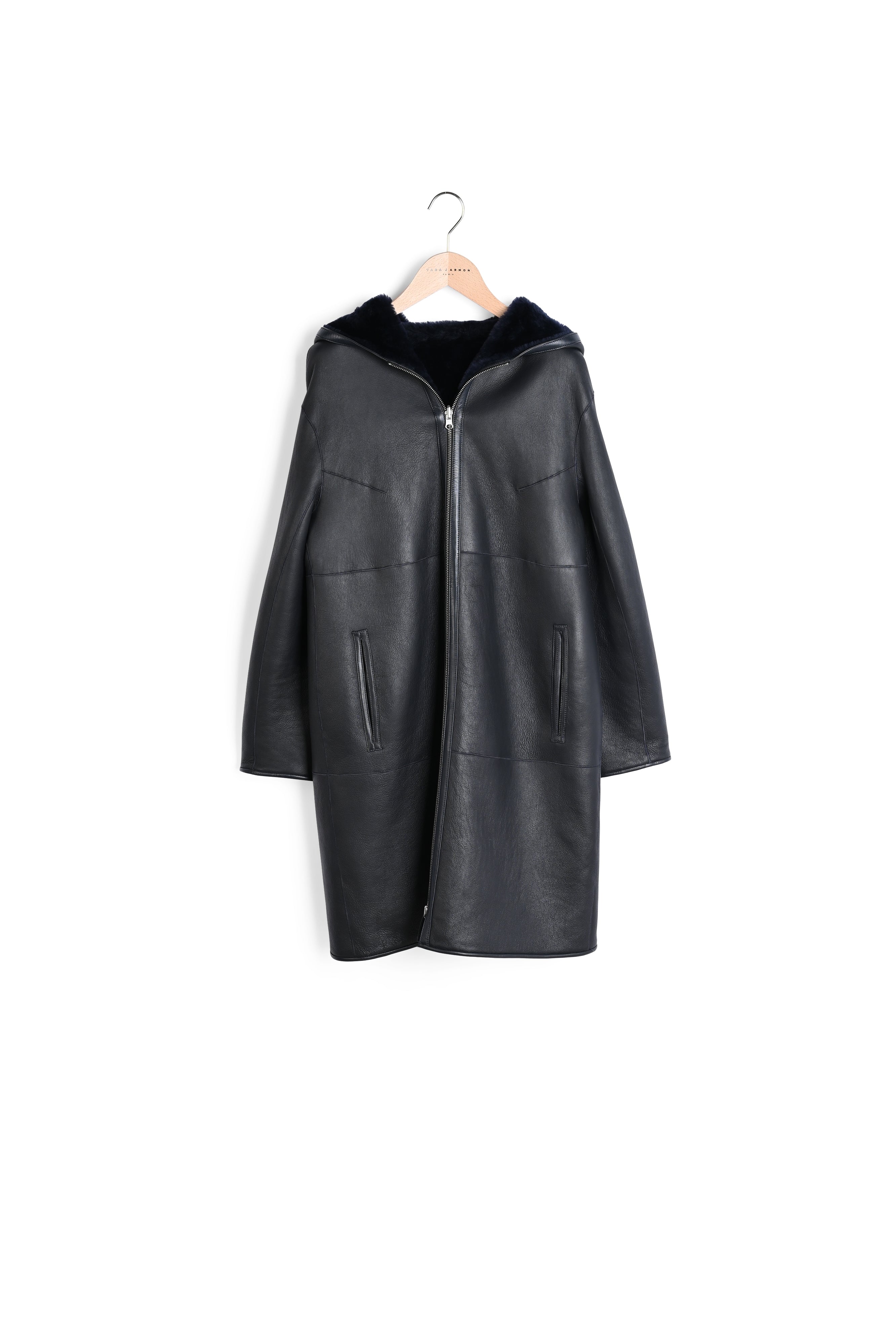 Manteau Marielle réversible en peau lainée marine Faume - seconde main