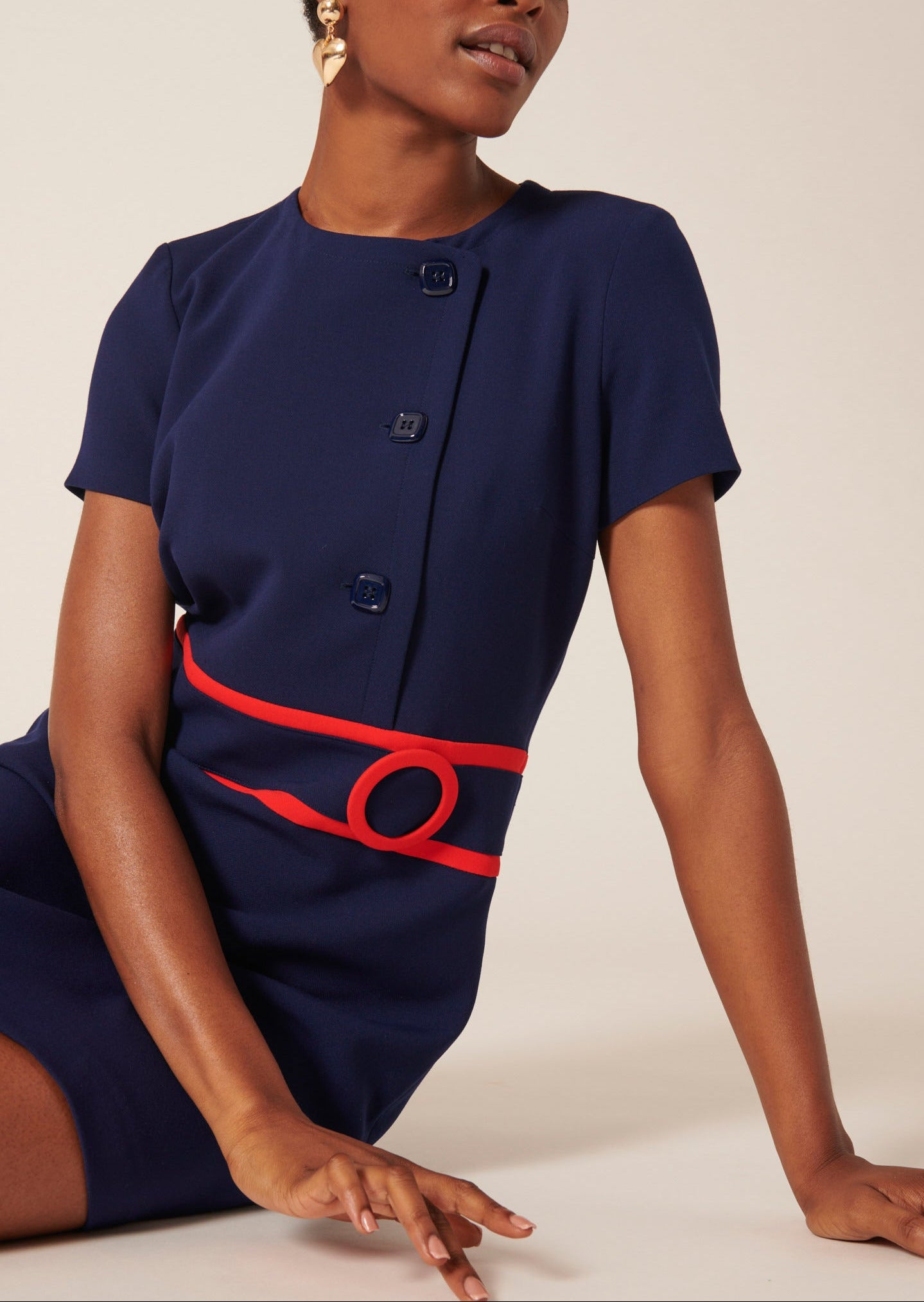 Robe Ryema bleu marine en toile double Faume - seconde main