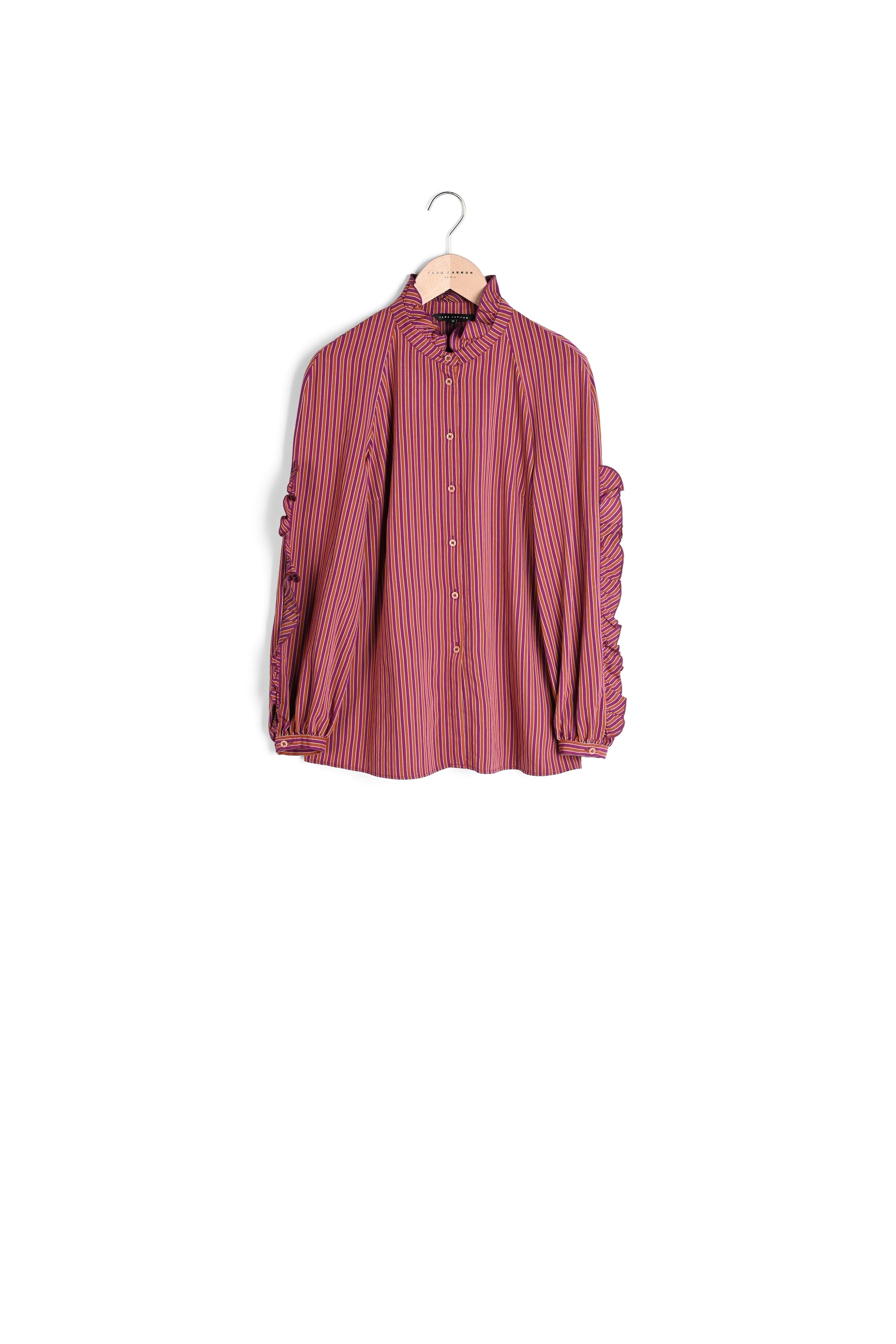 Chemise mauve en viscose à rayures chics Faume - seconde main