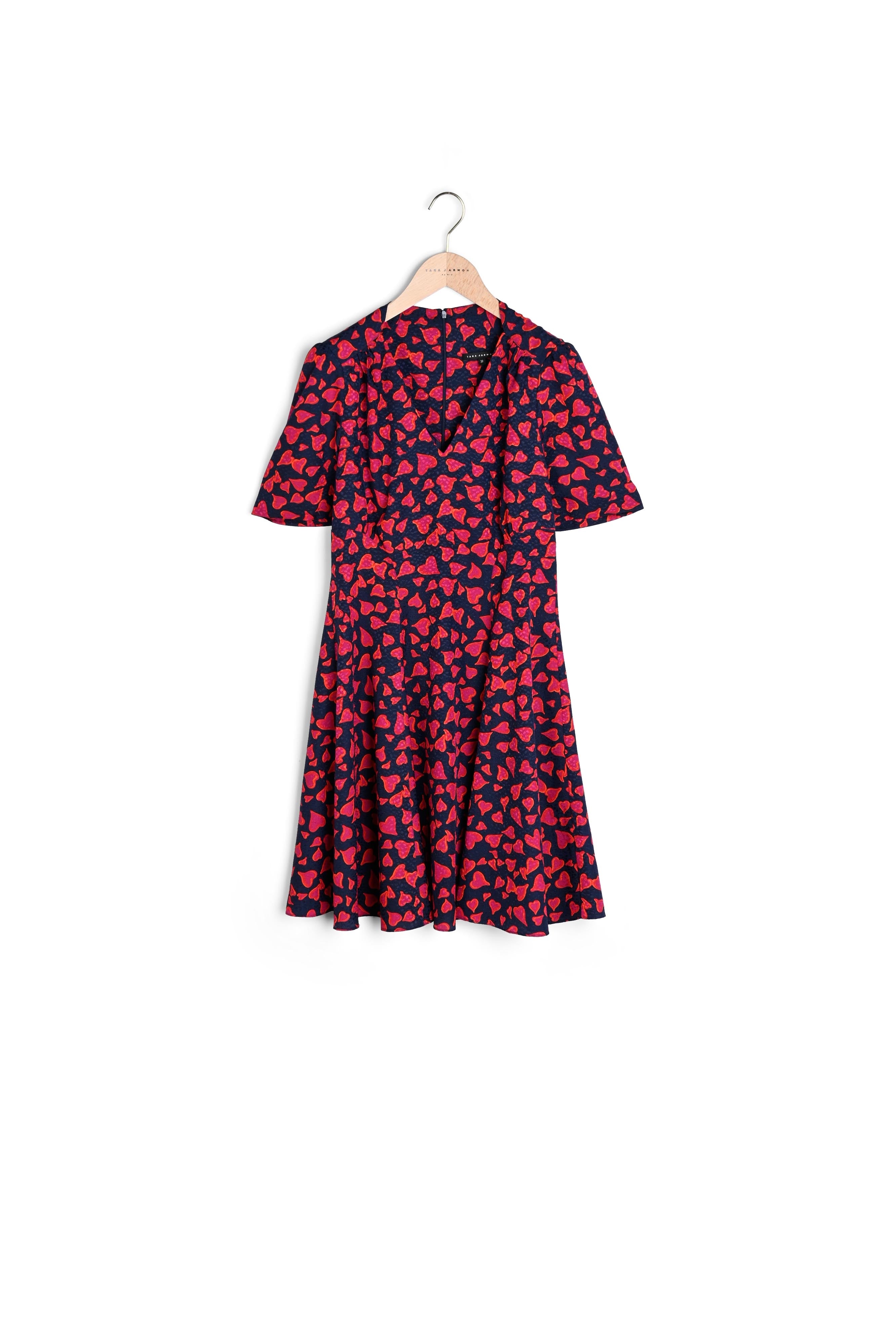 Robe courte bleu nuit motif cœurs rouges Faume - seconde main
