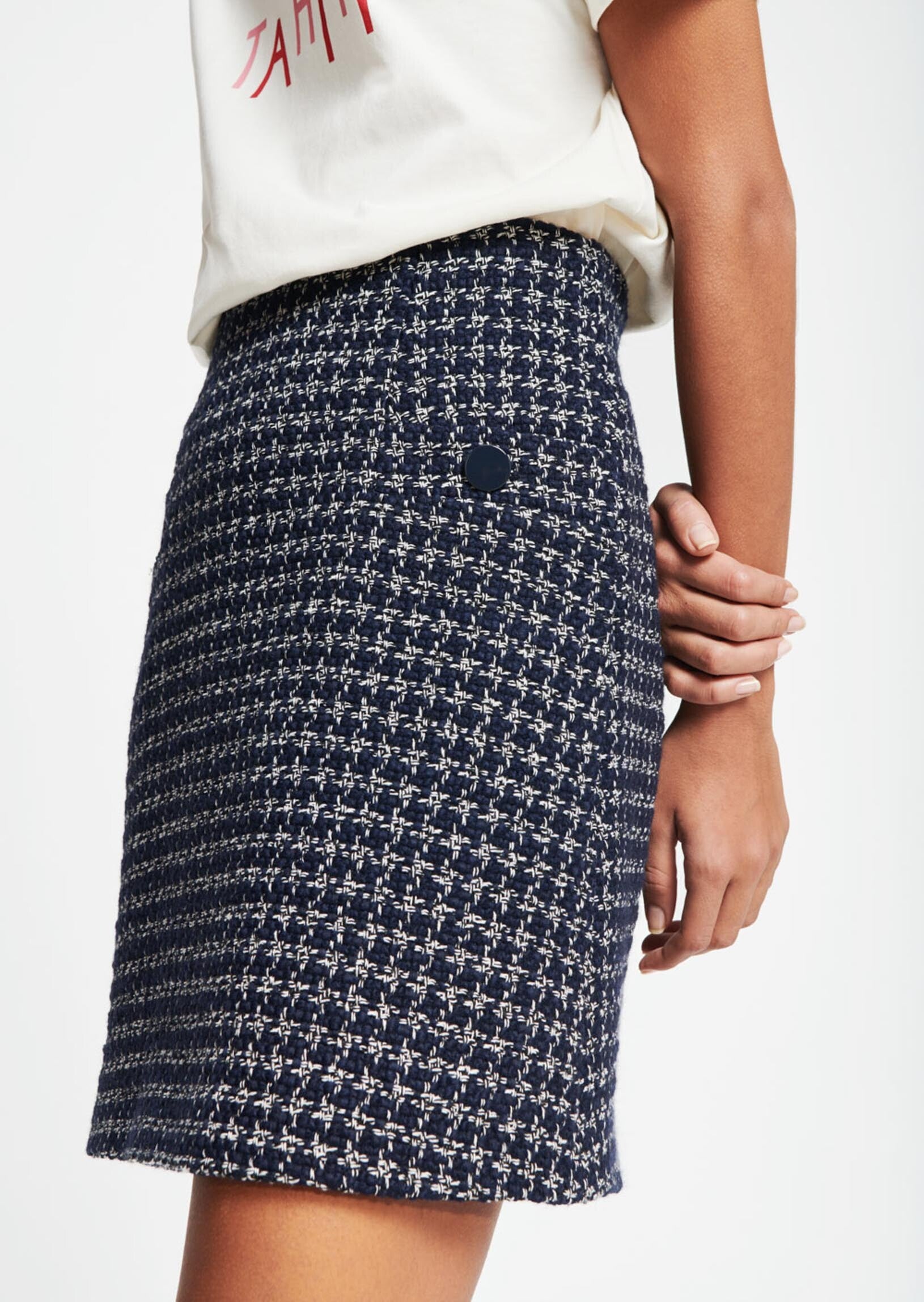 Jupe bleu nuit en tweed Faume - seconde main