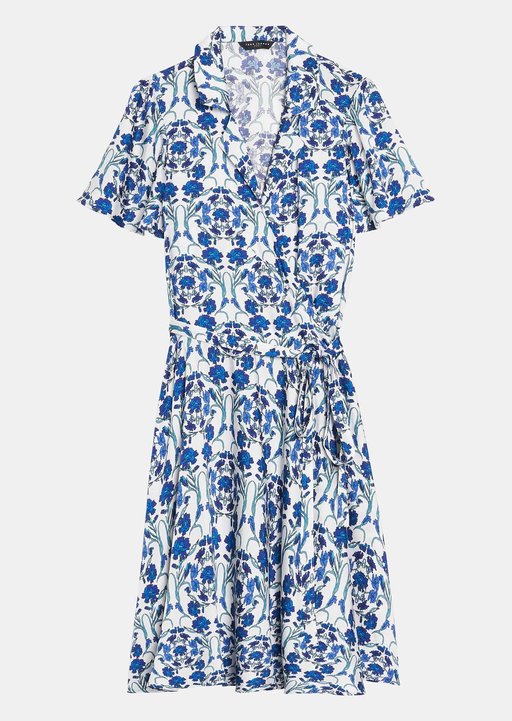 Robe Rybasi écrue imprimé fleurs bleues Faume - seconde main