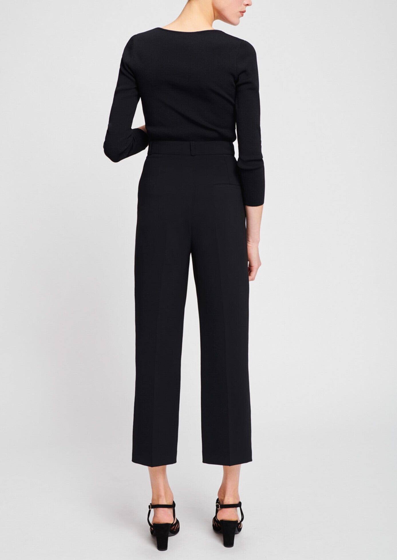 Pantalon taille haute noir en crêpe technique Faume - seconde main