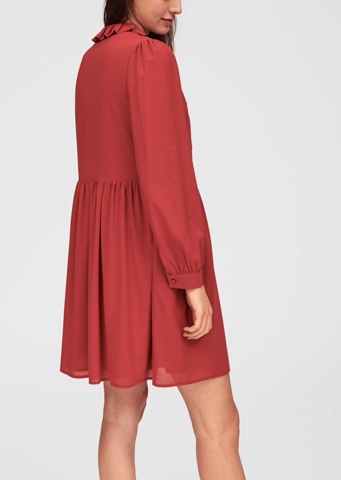 Robe en soie tommette à volants et plissé soleil Faume - seconde main