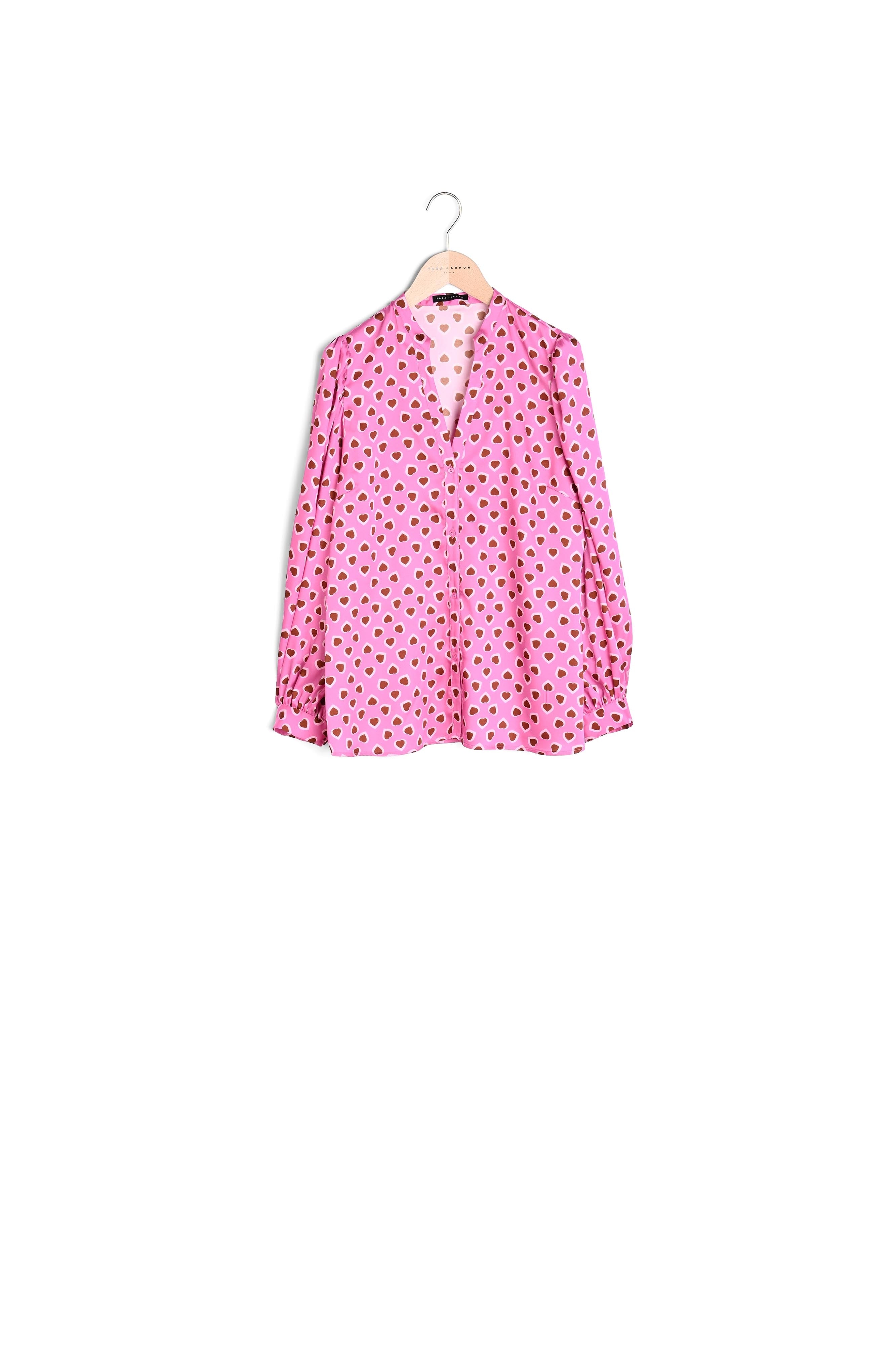 Chemise Claire rose imprimé coeurs Faume - seconde main