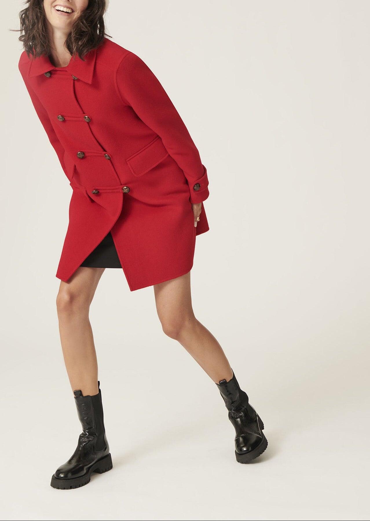 Manteau Melinda rouge en laine double face Faume - seconde main