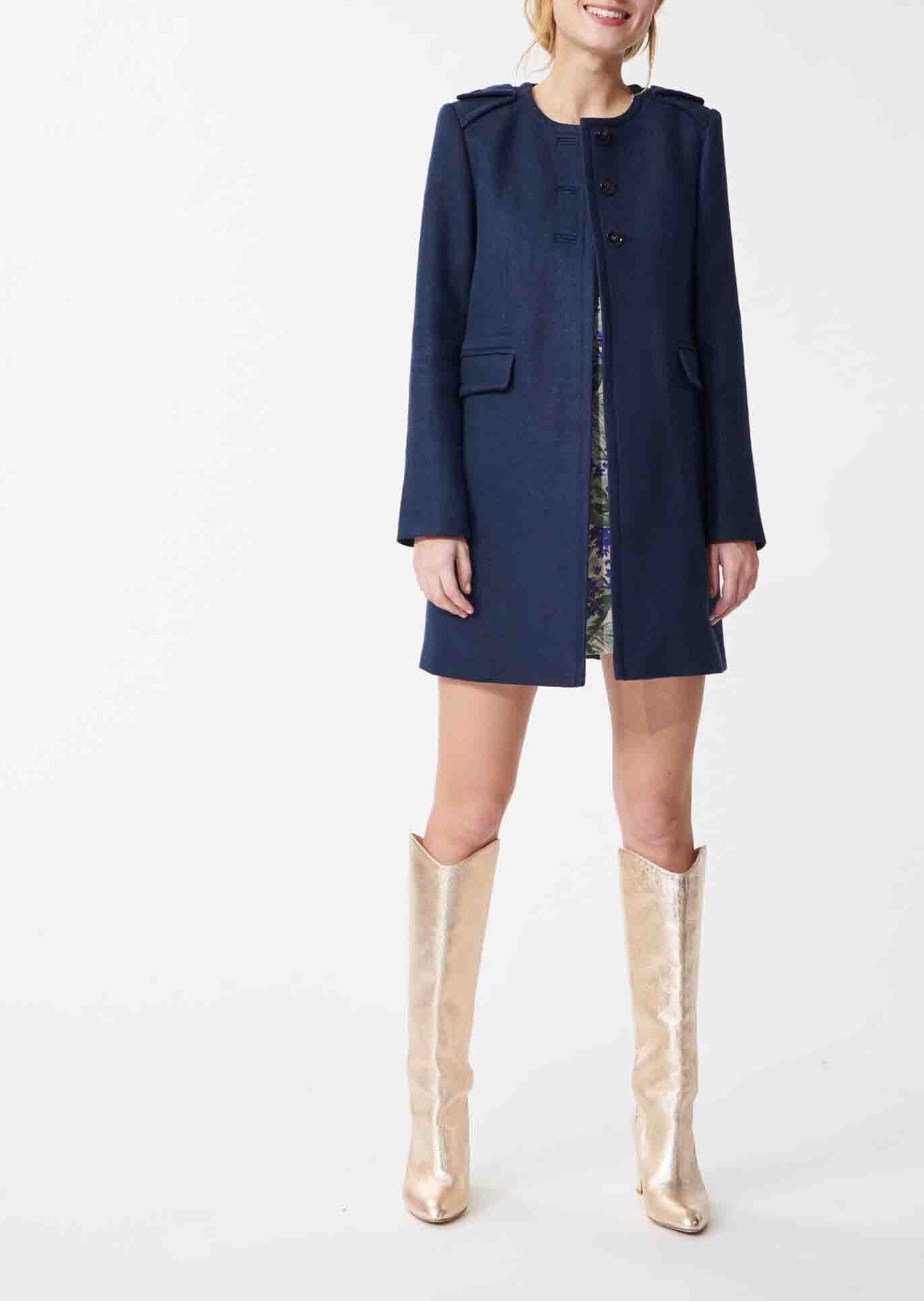 Manteau Martina bleu nuit en lin Faume - seconde main