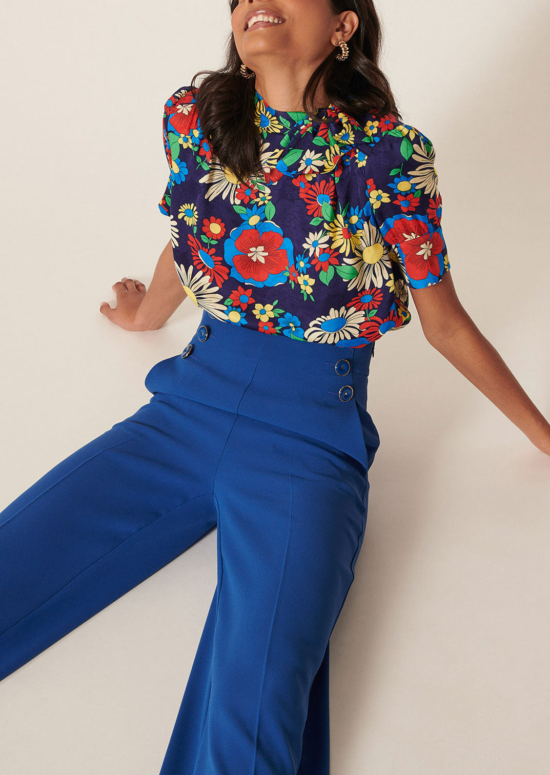 Pantalon Pilar bleu en crêpe Faume - seconde main