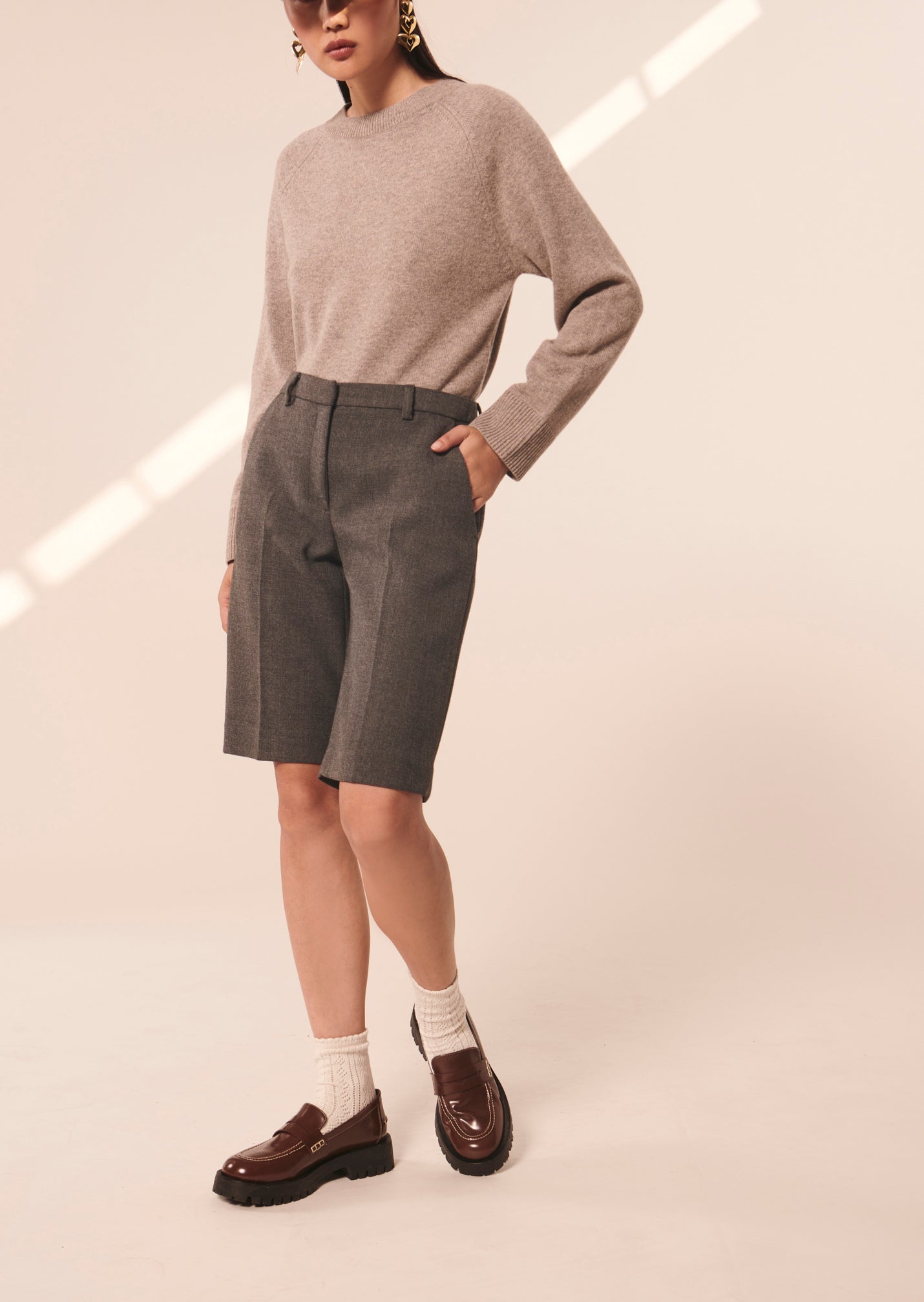 Short Safia gris en toile tailleur Faume - seconde main