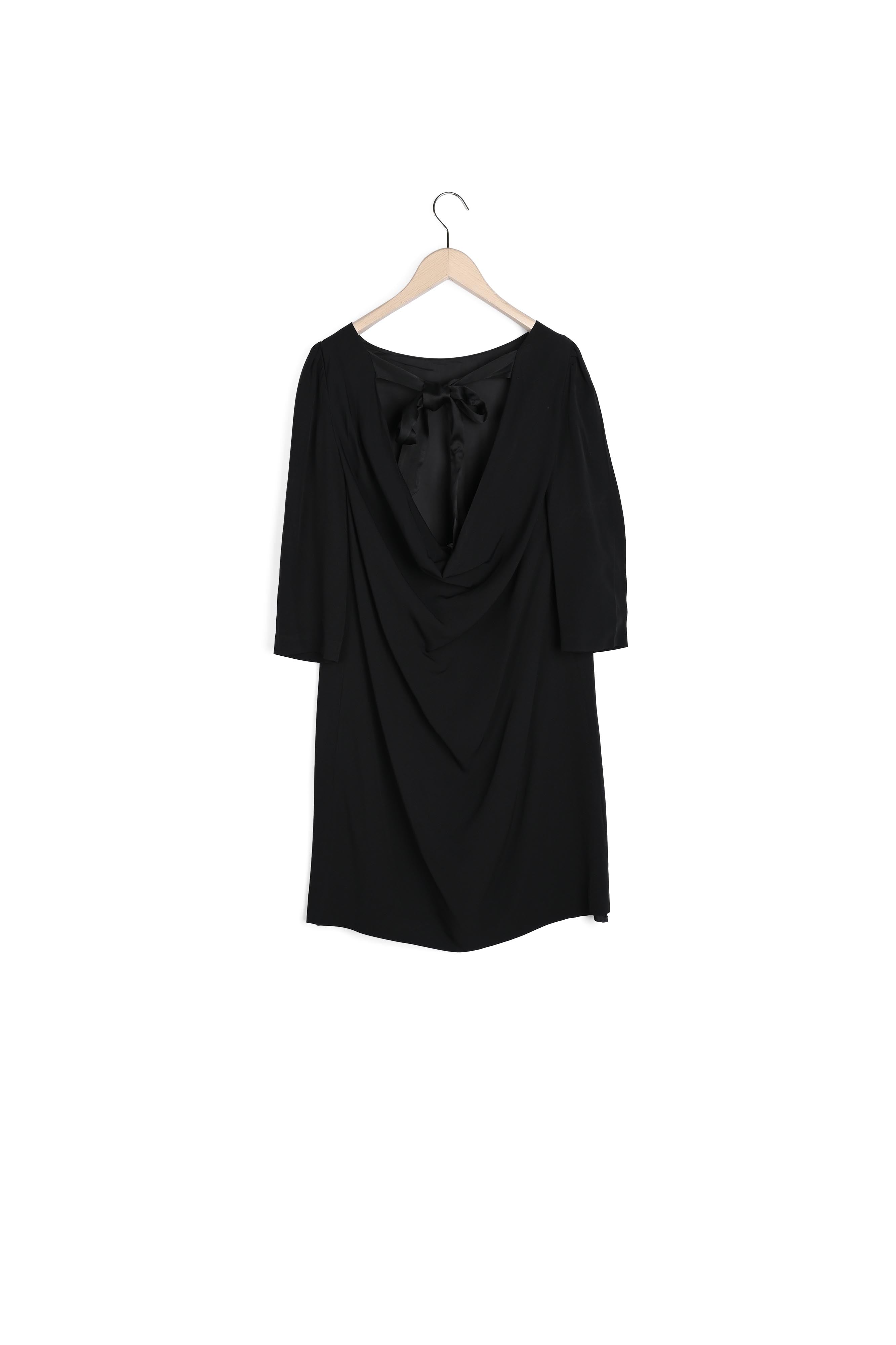 Robe noire dos nu Rocca en crêpe envers satin Faume - seconde main