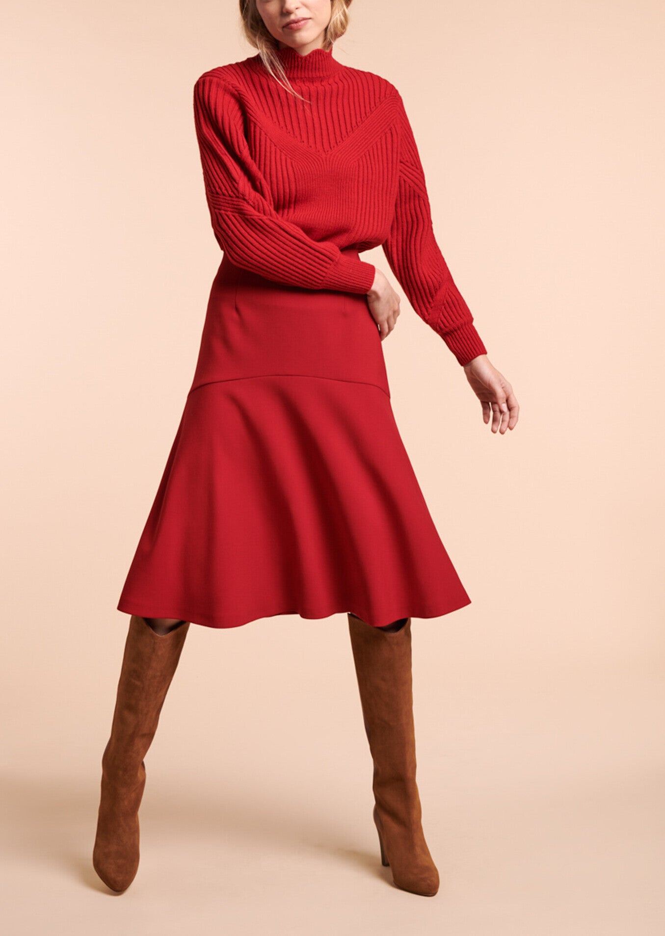 Jupe Julianne rouge en toile double Faume - seconde main