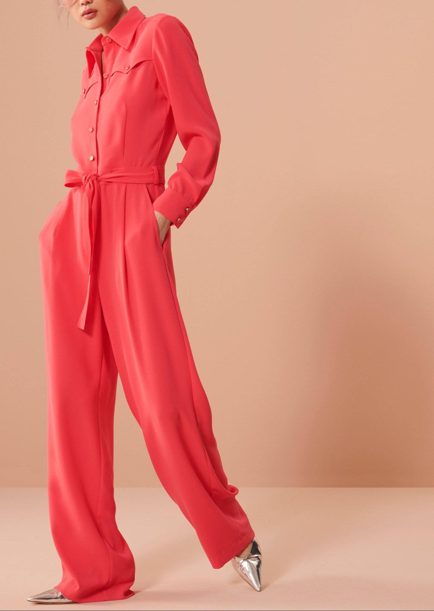 Combinaison Christo rose en crêpe Faume - seconde main