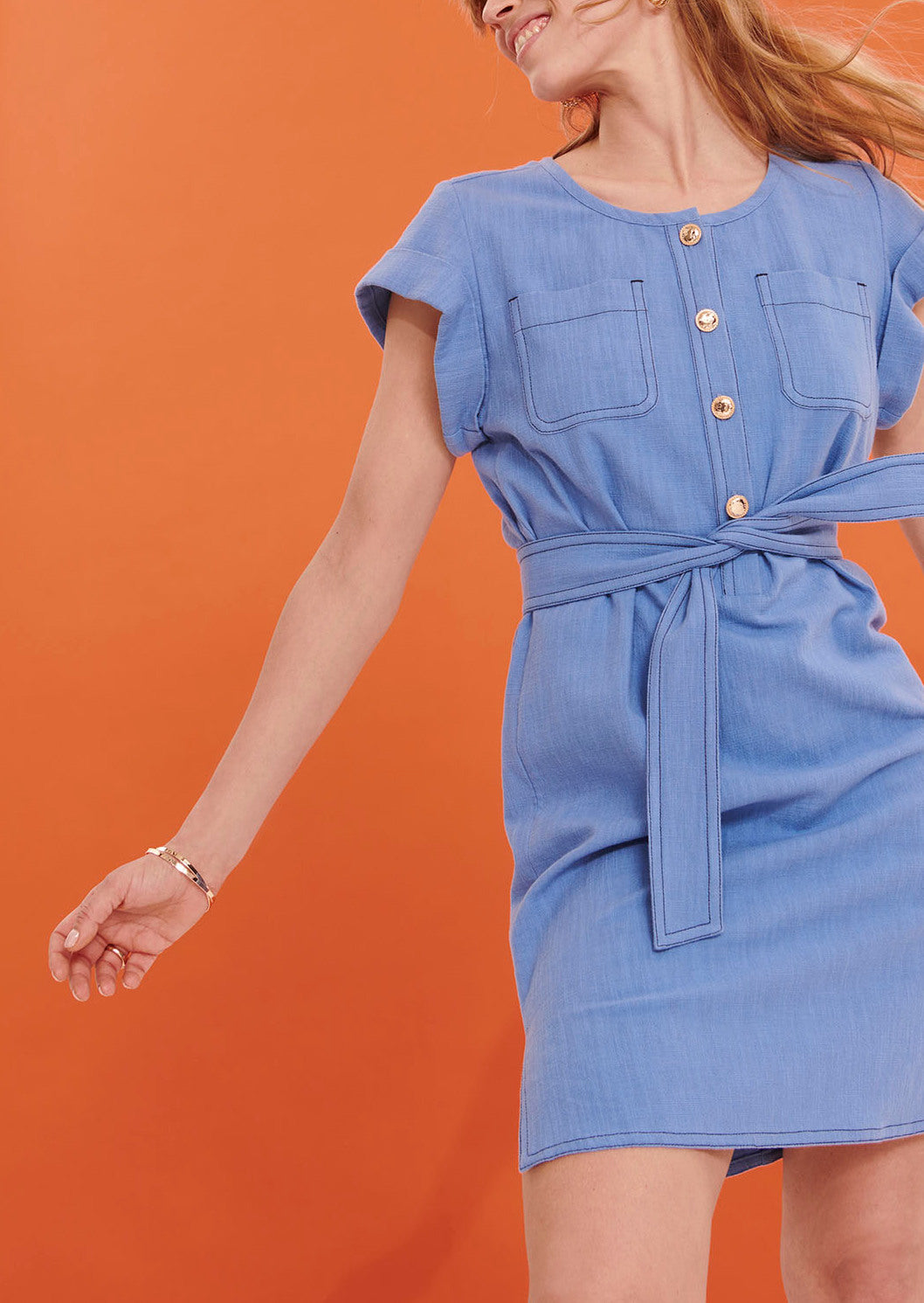 Robe Richelieu bleue en coton Faume - seconde main