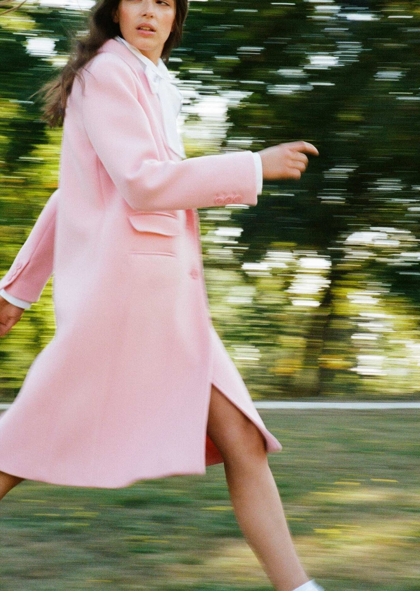 Manteau Mariana rose pâle en drap caban Faume - seconde main