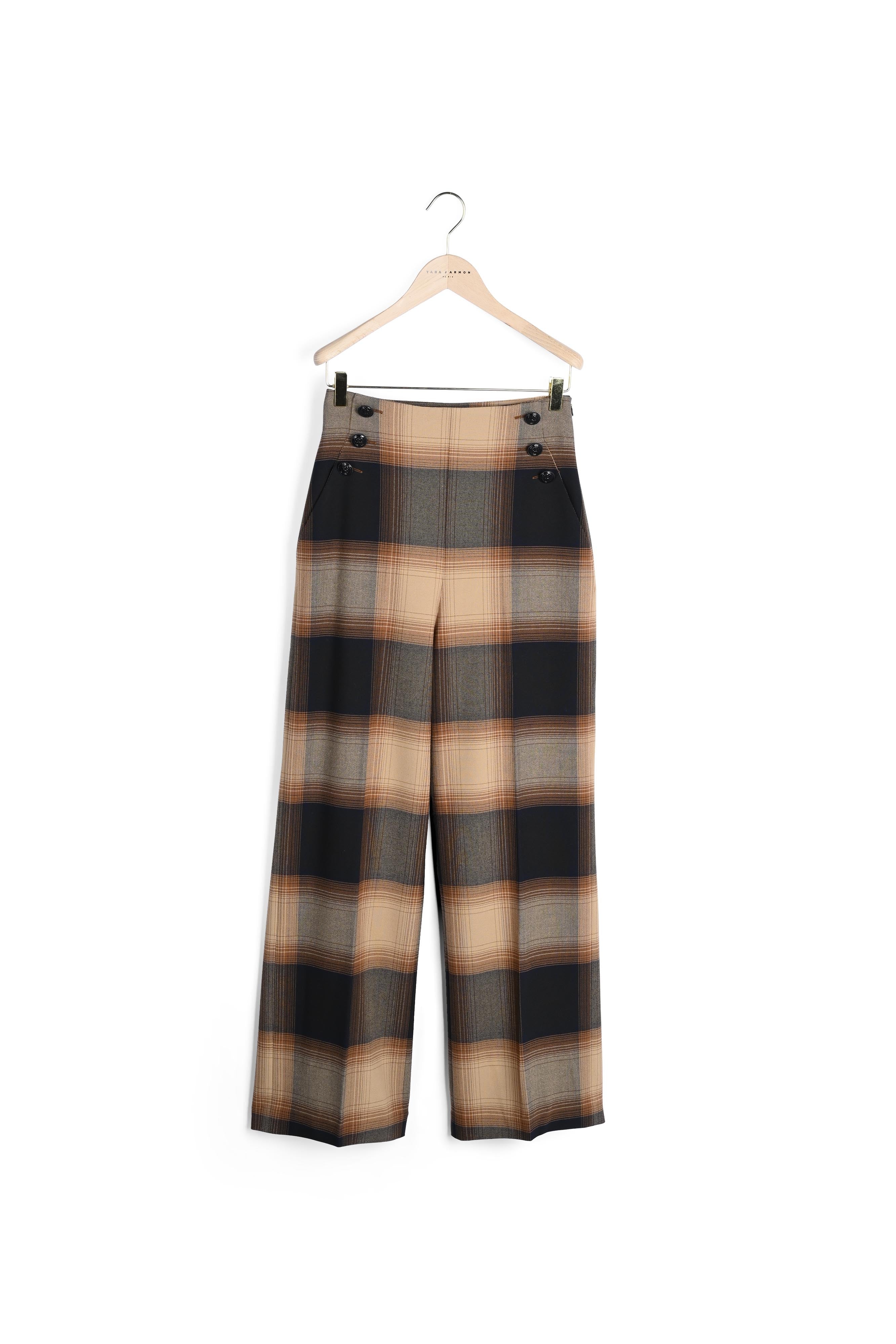Pantalon Pilar camel en tartan Faume - seconde main