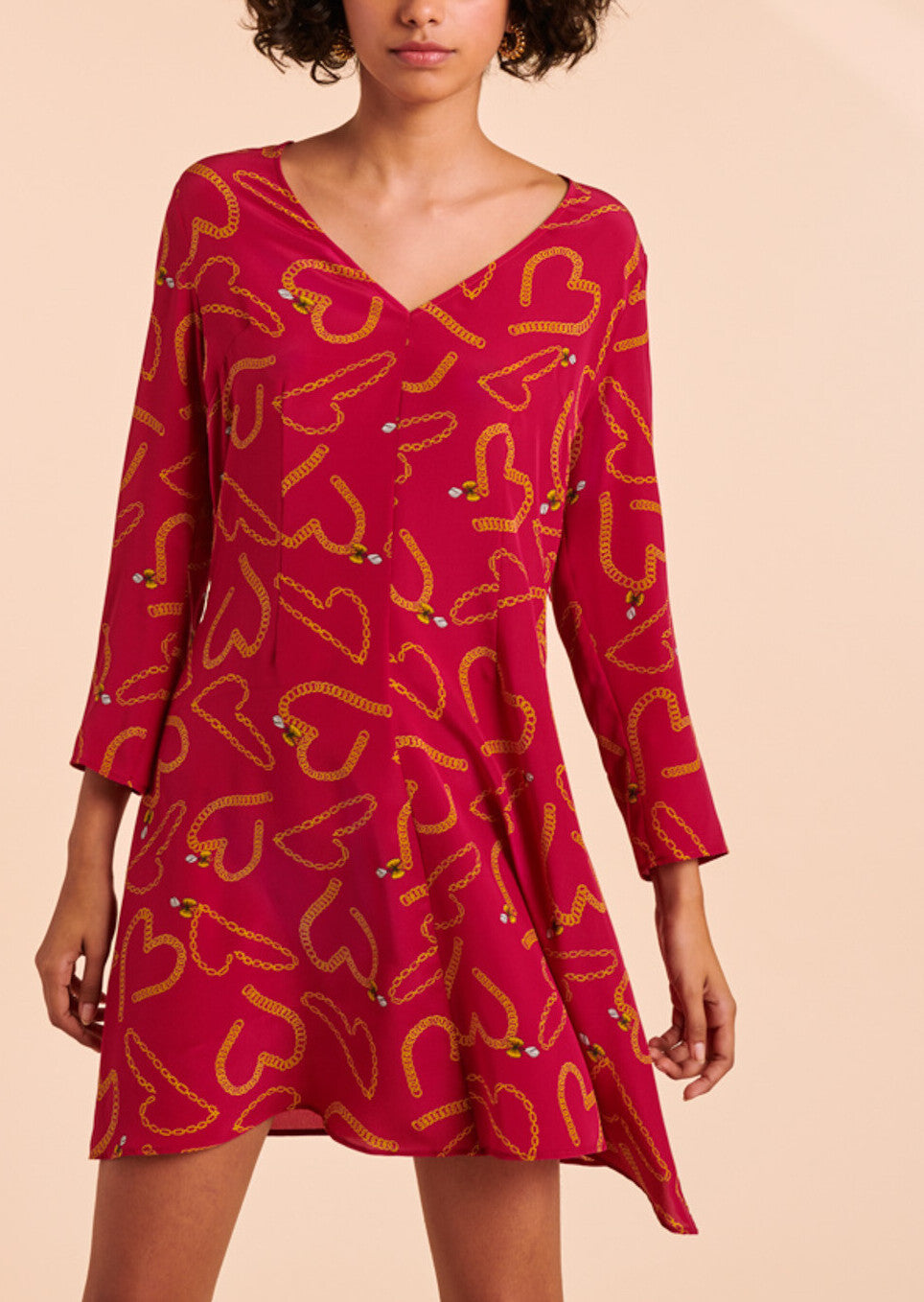 Robe Romanie en soie imprimé chaînes et coeurs Faume - seconde main