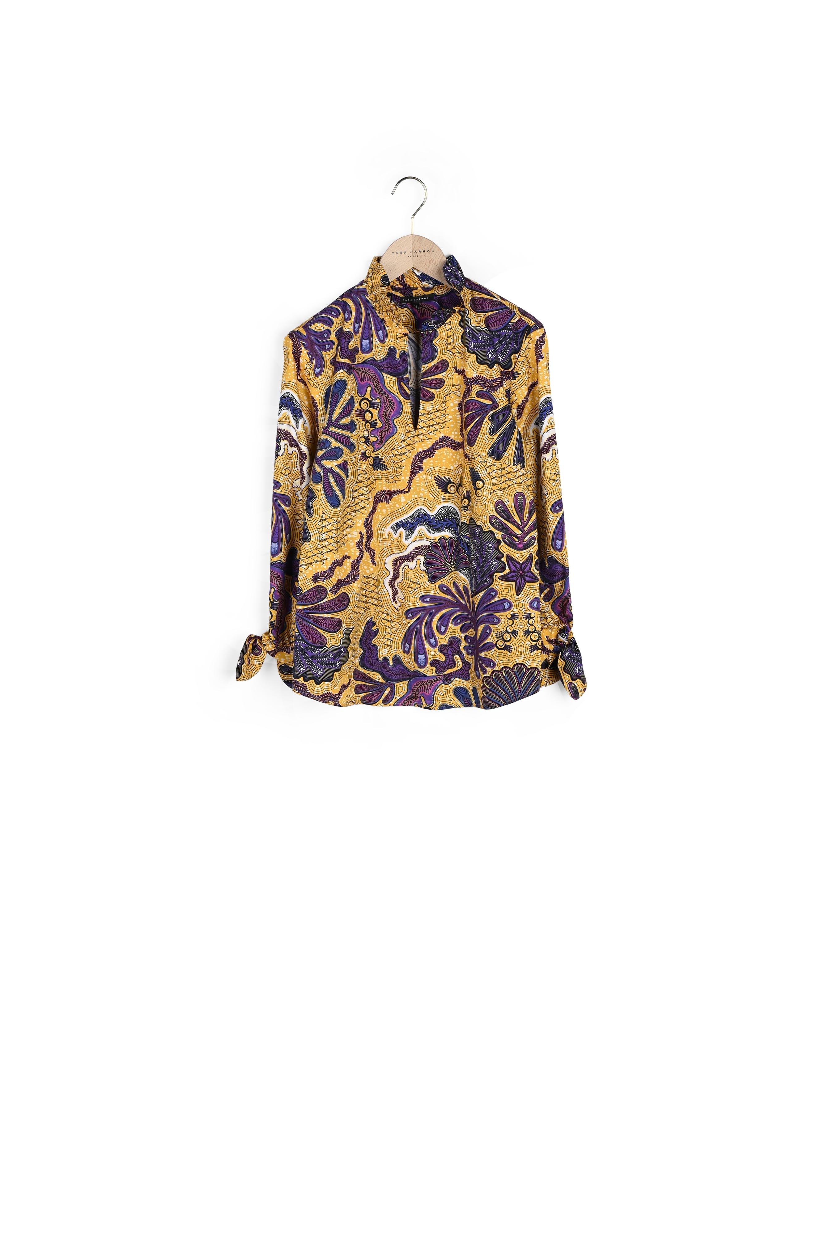 Blouse Tanya en popeline imprimé wax jaune Faume - seconde main