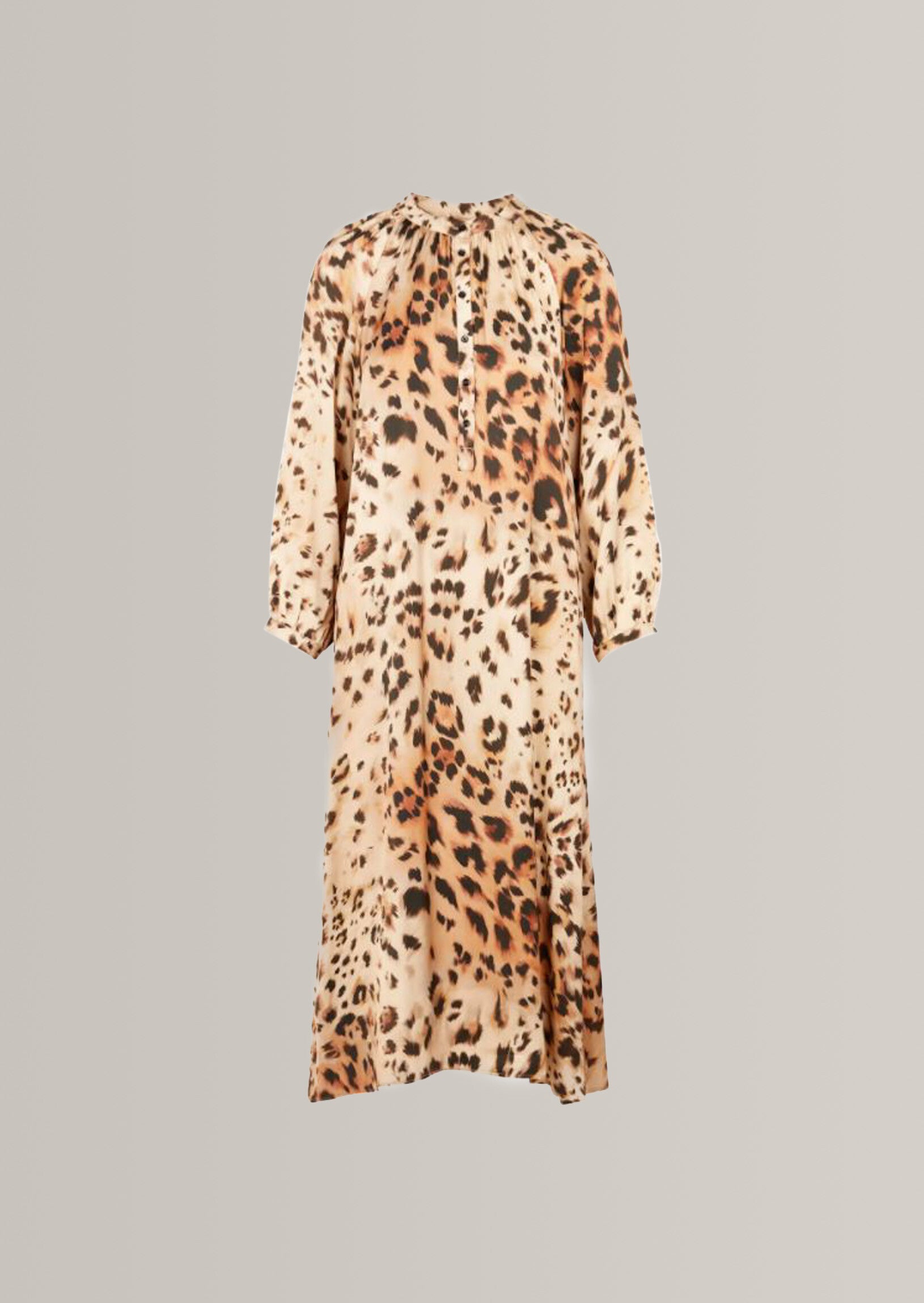 Robe midi Rauri imprimé léopard sur satin viscose Faume - seconde main