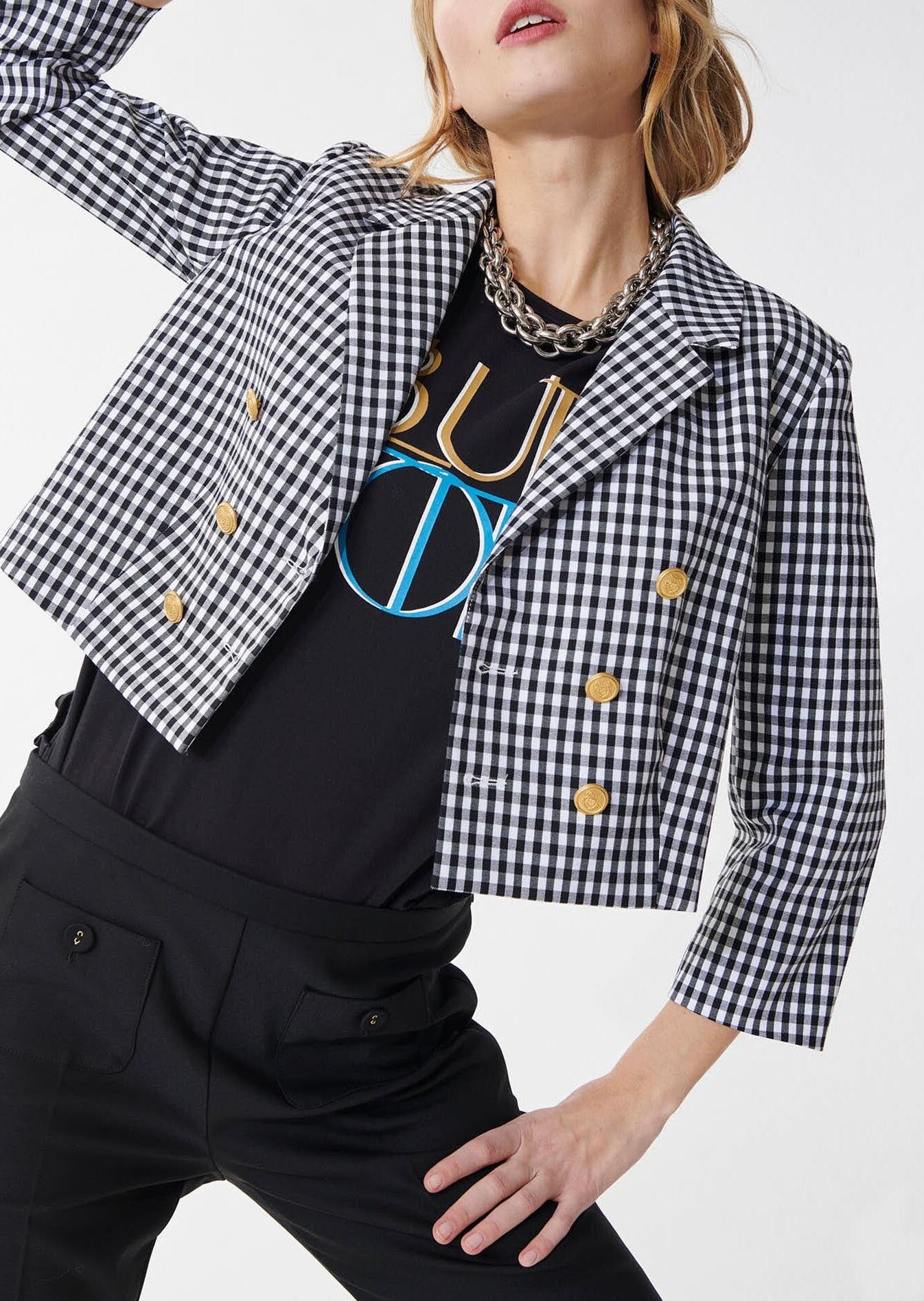 Veste Vigo noire en vichy de coton Faume - seconde main