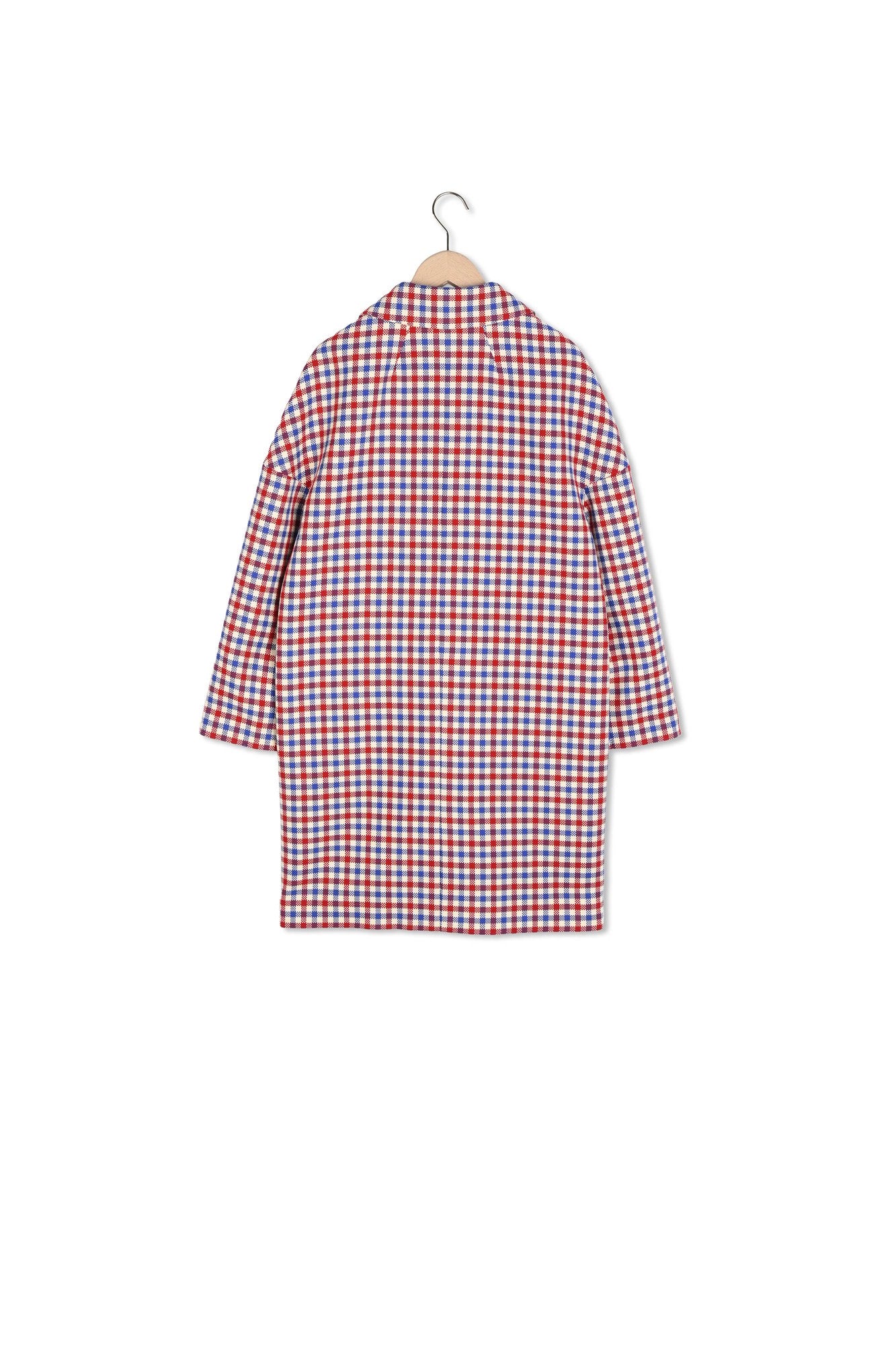 Manteau à carreaux rouges et bleus Faume - seconde main