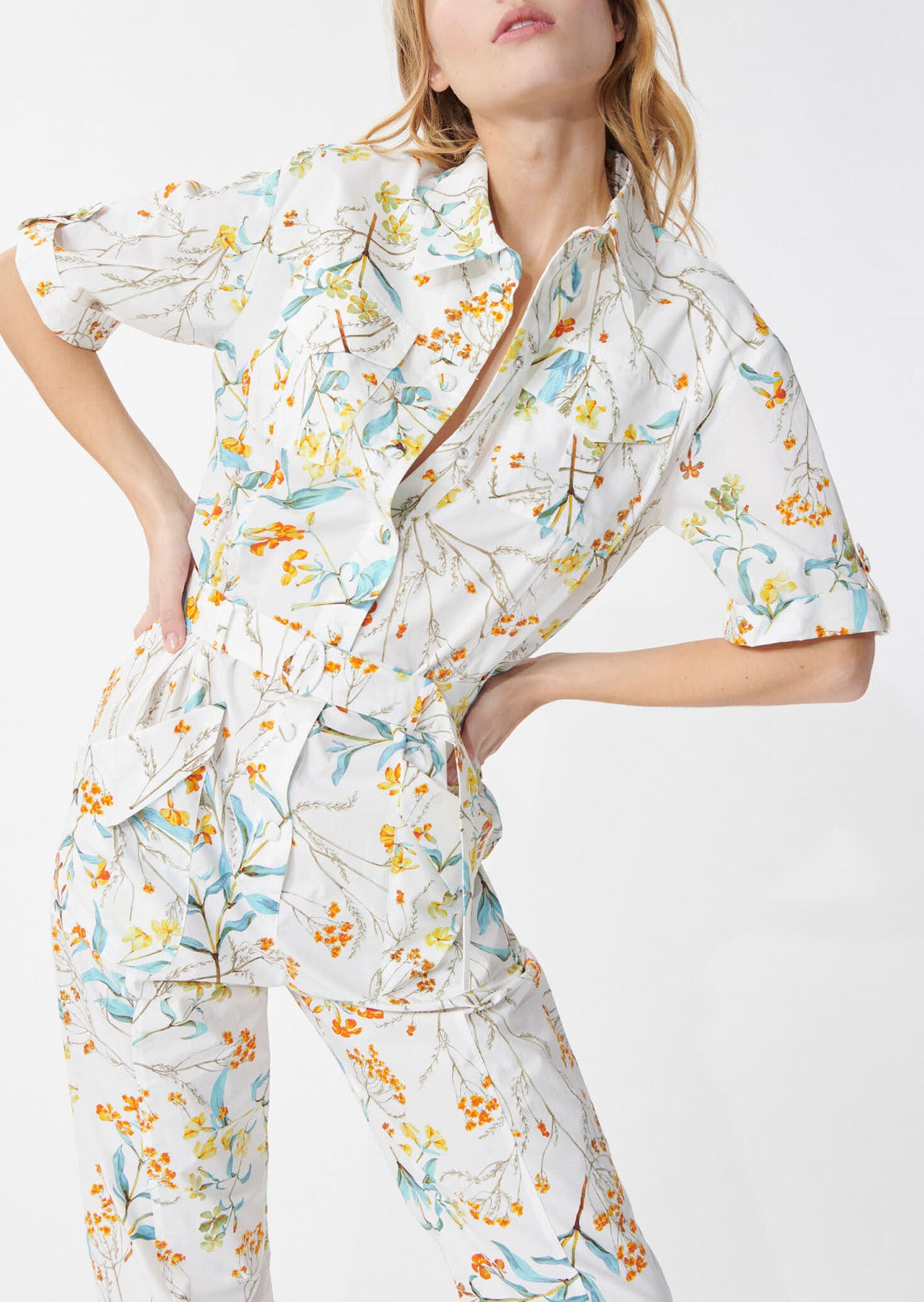 Combinaison Cosma blanche imprimé fleuri en popeline de coton Faume - seconde main