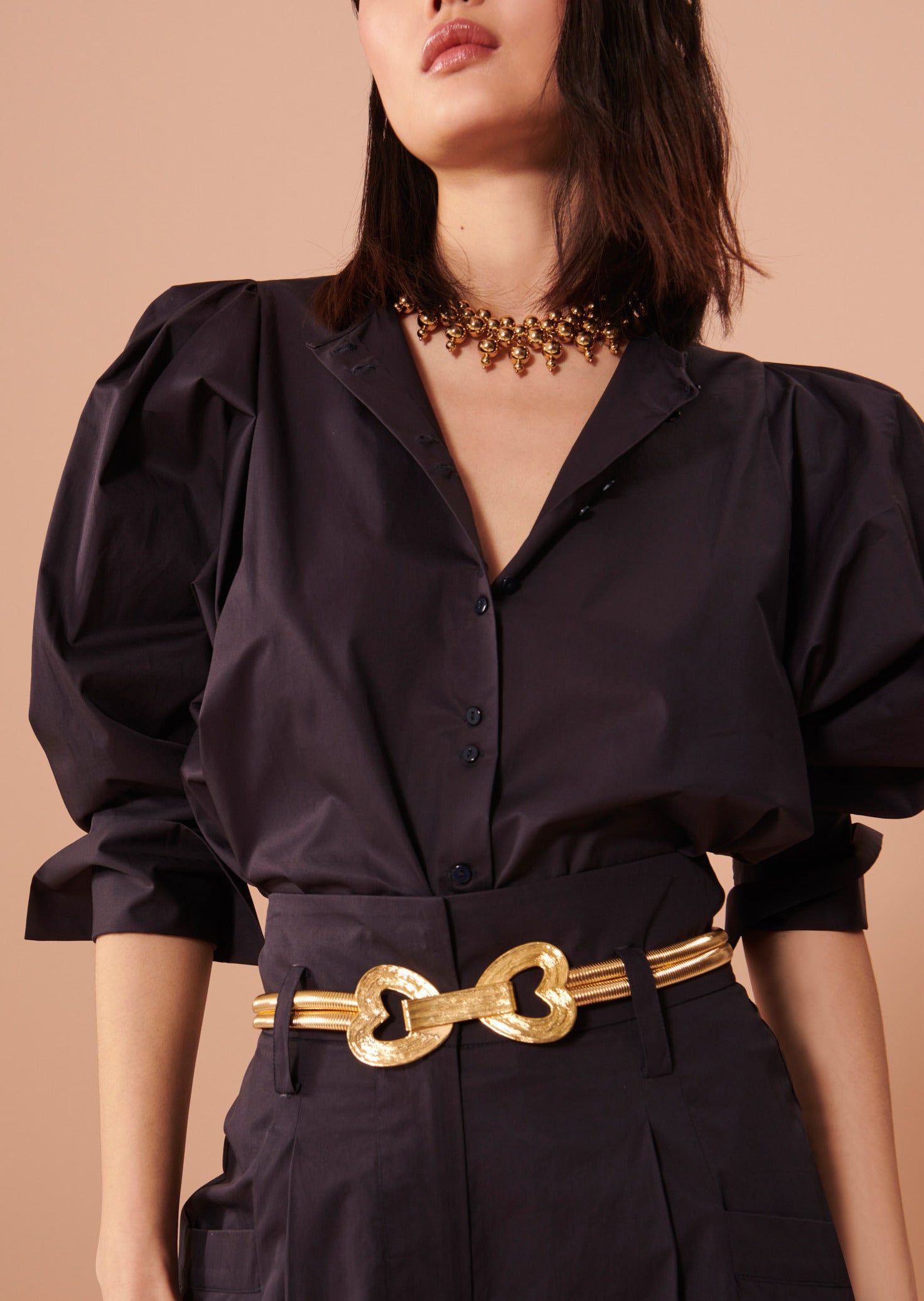 Chemise Citron bleu nuit en popeline Faume - seconde main