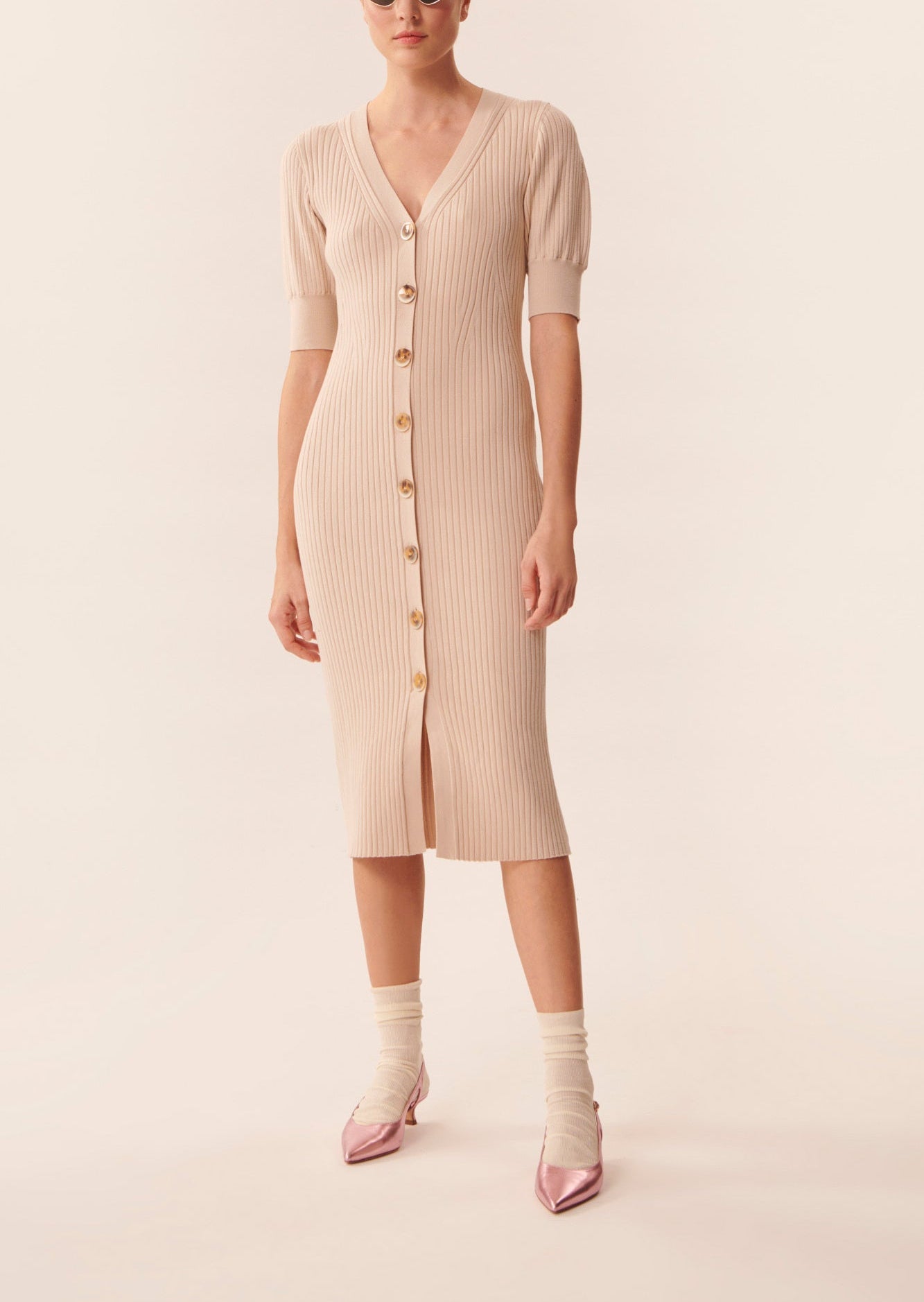 Robe Raphaelle beige en coton extrafin Faume - seconde main