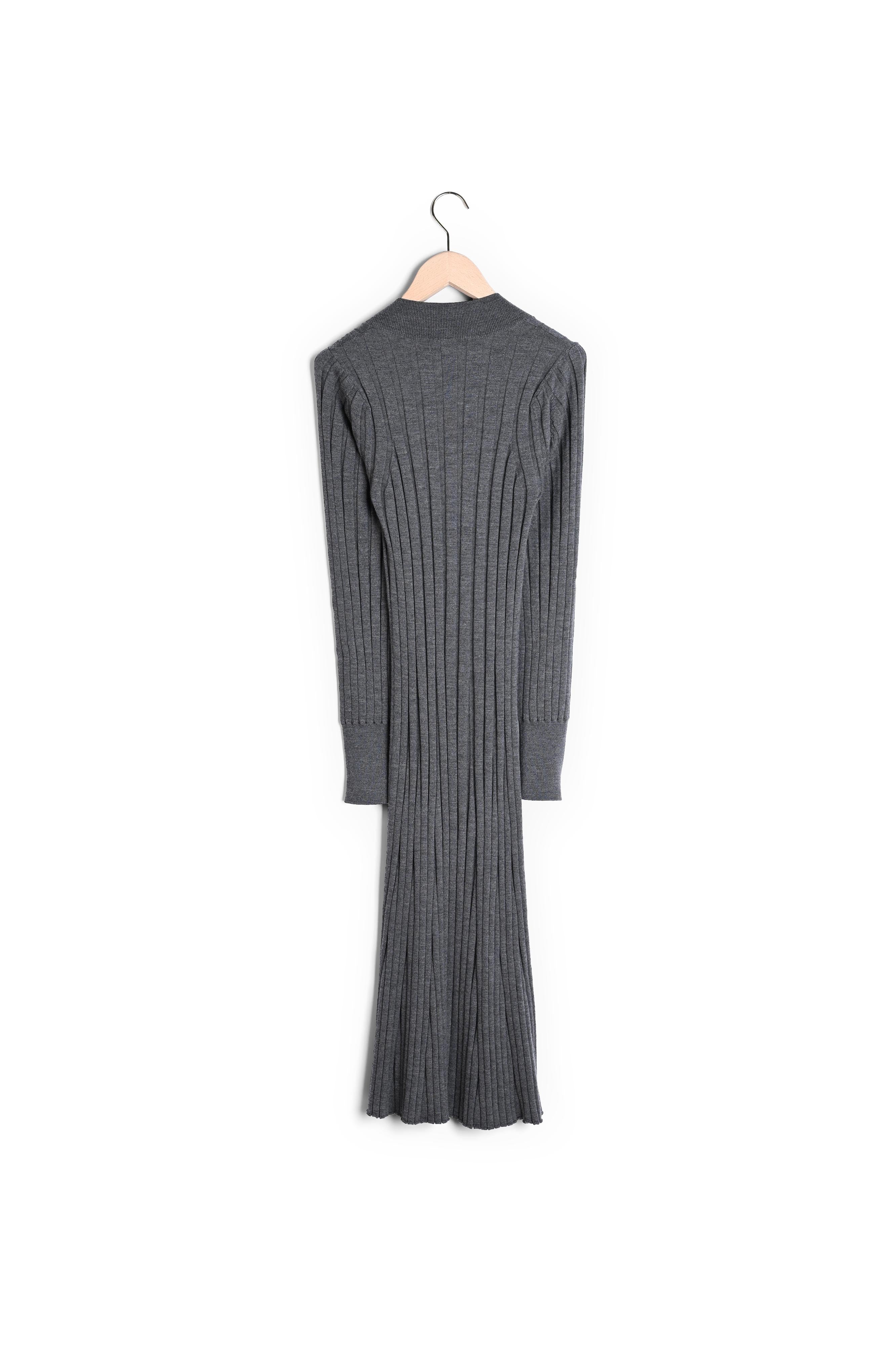 Robe Ryoka grise en laine merinos Faume - seconde main