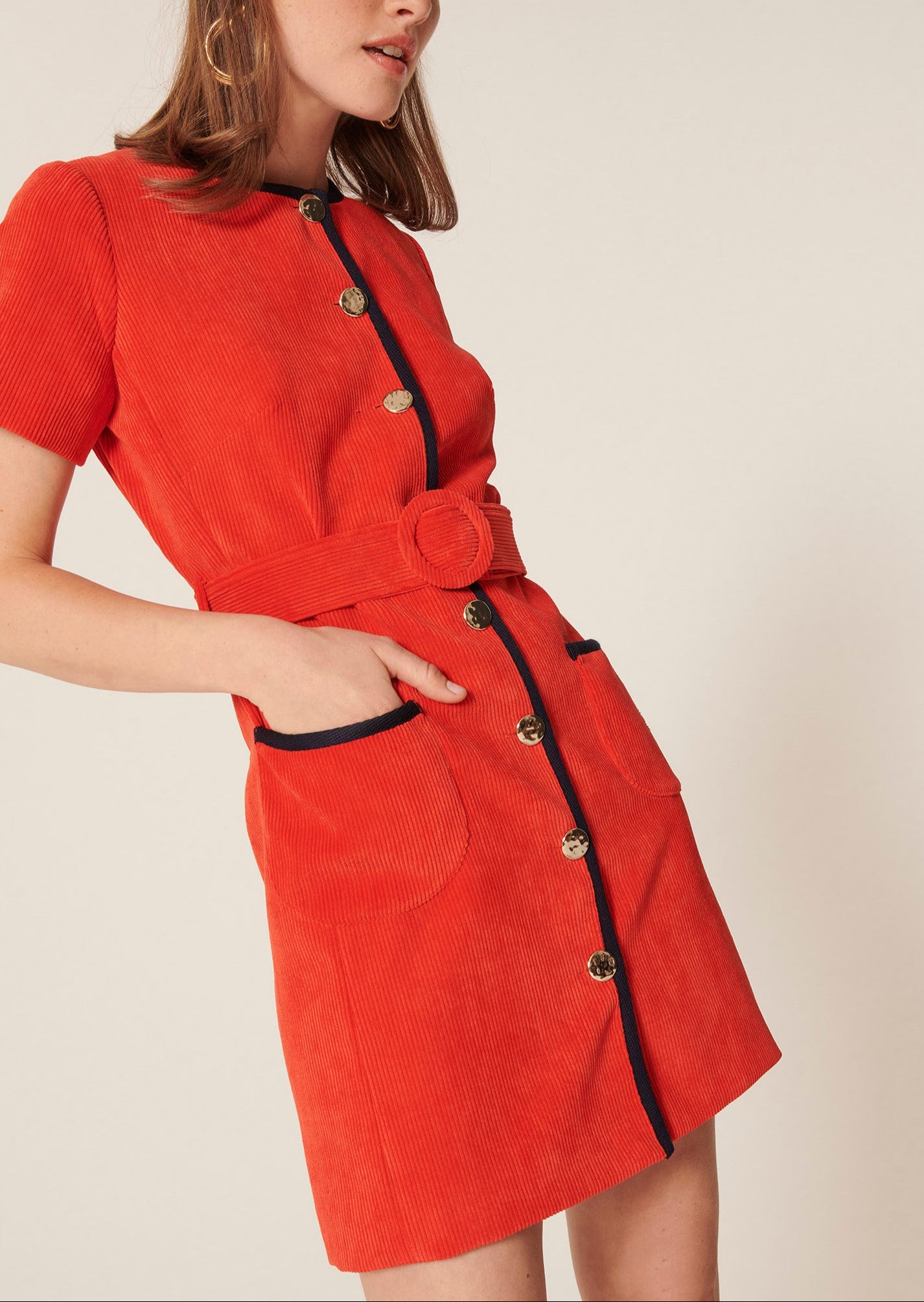 Robe Rythme rouge en velours côtelé Faume - seconde main