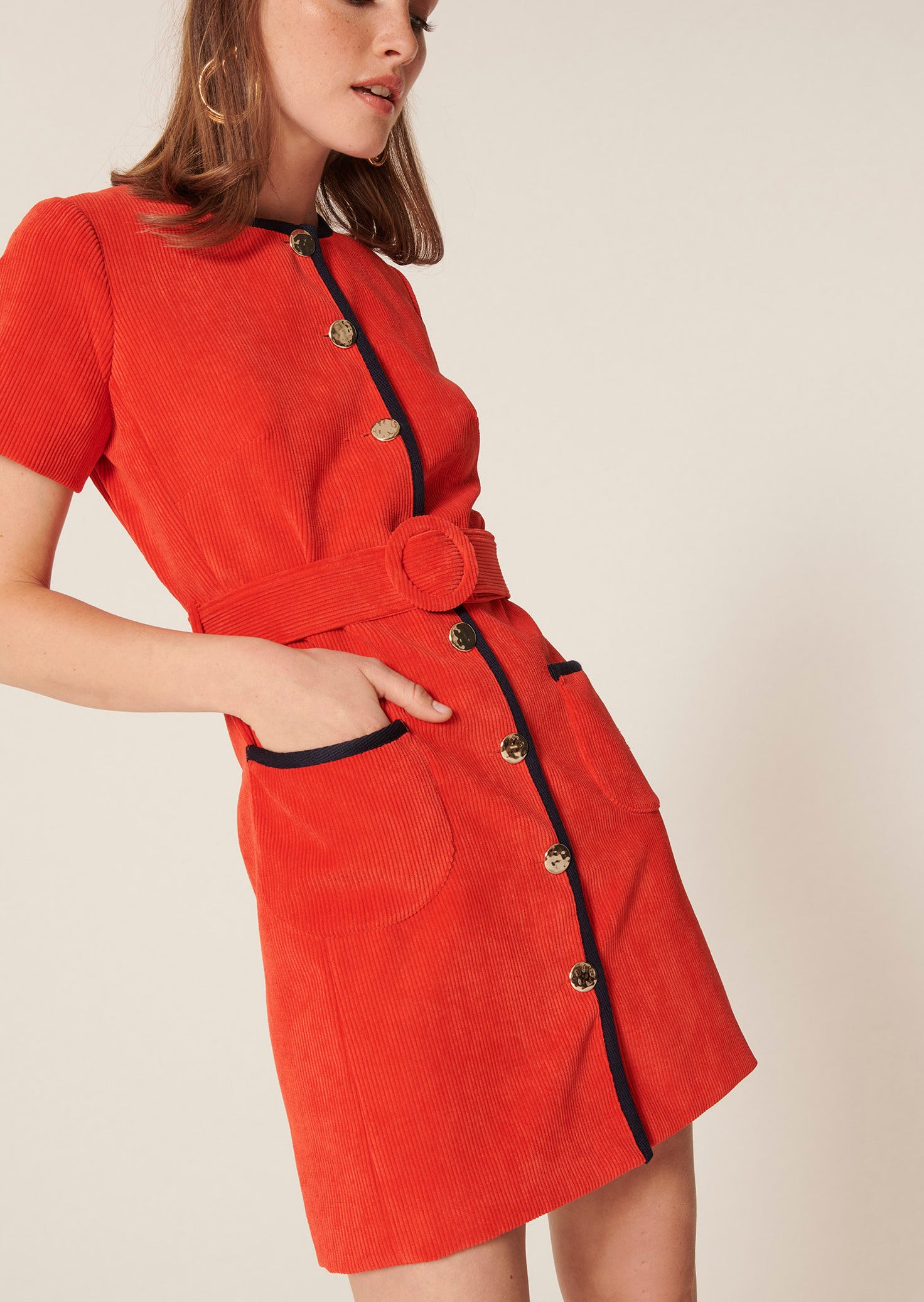 Robe Rythme rouge en velours côtelé Faume - seconde main