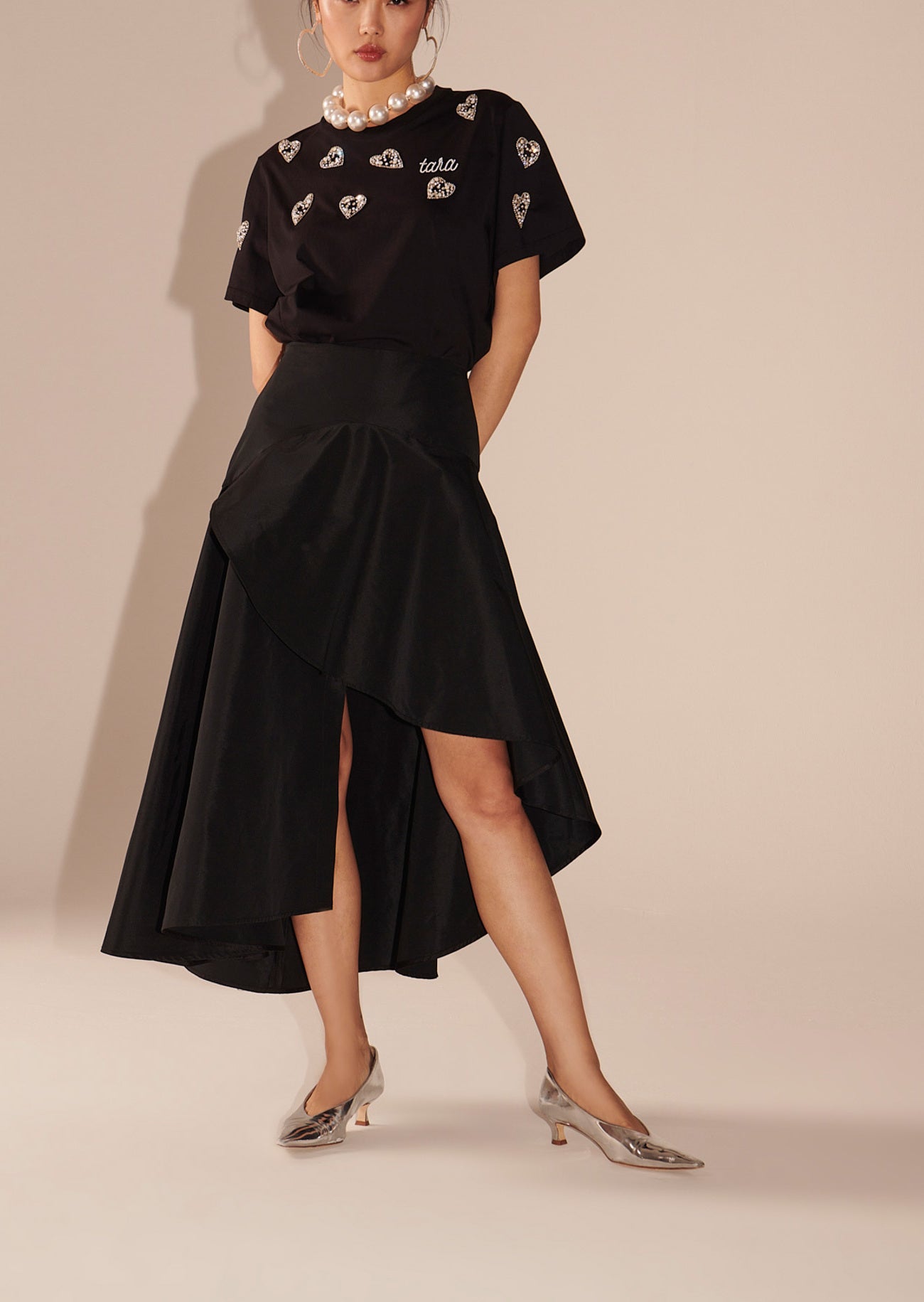 Jupe Javiera noire en taffetas Faume - seconde main